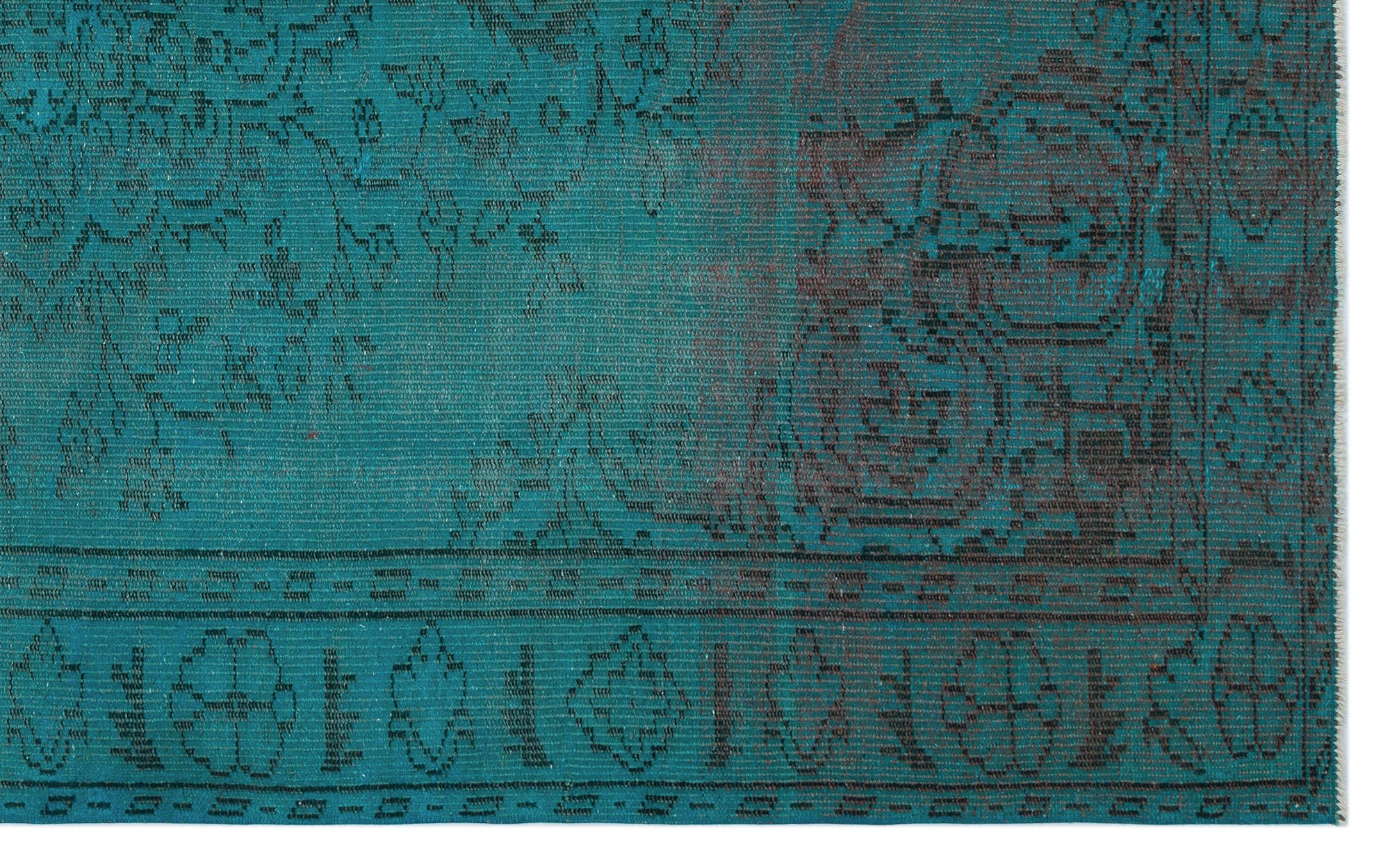 Turquoise Over Dyed Vintage Rug 5'4'' x 8'8'' ft 162 x 265 cm