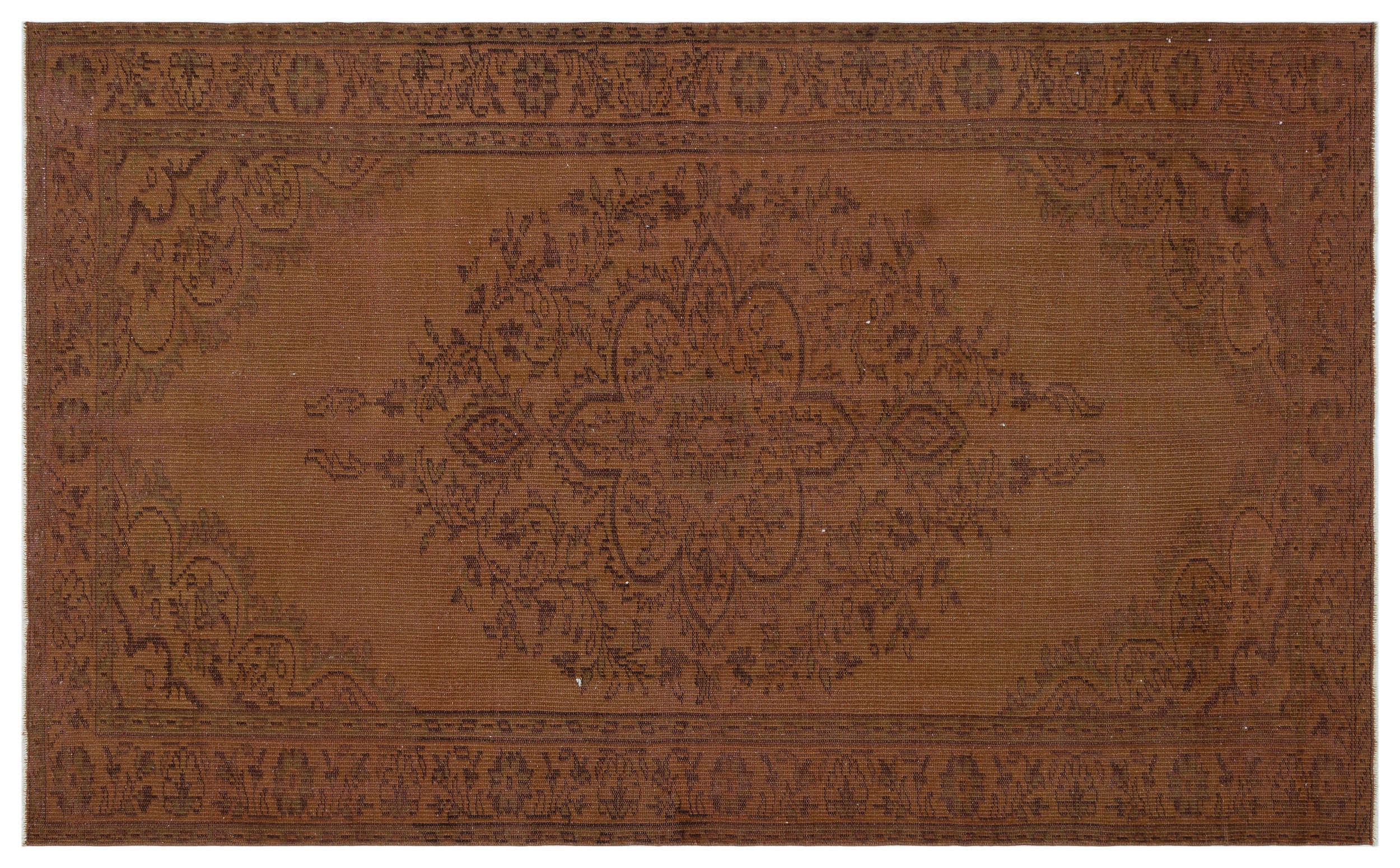 Brown Over Dyed Vintage Rug 5'1'' x 8'4'' ft 155 x 254 cm