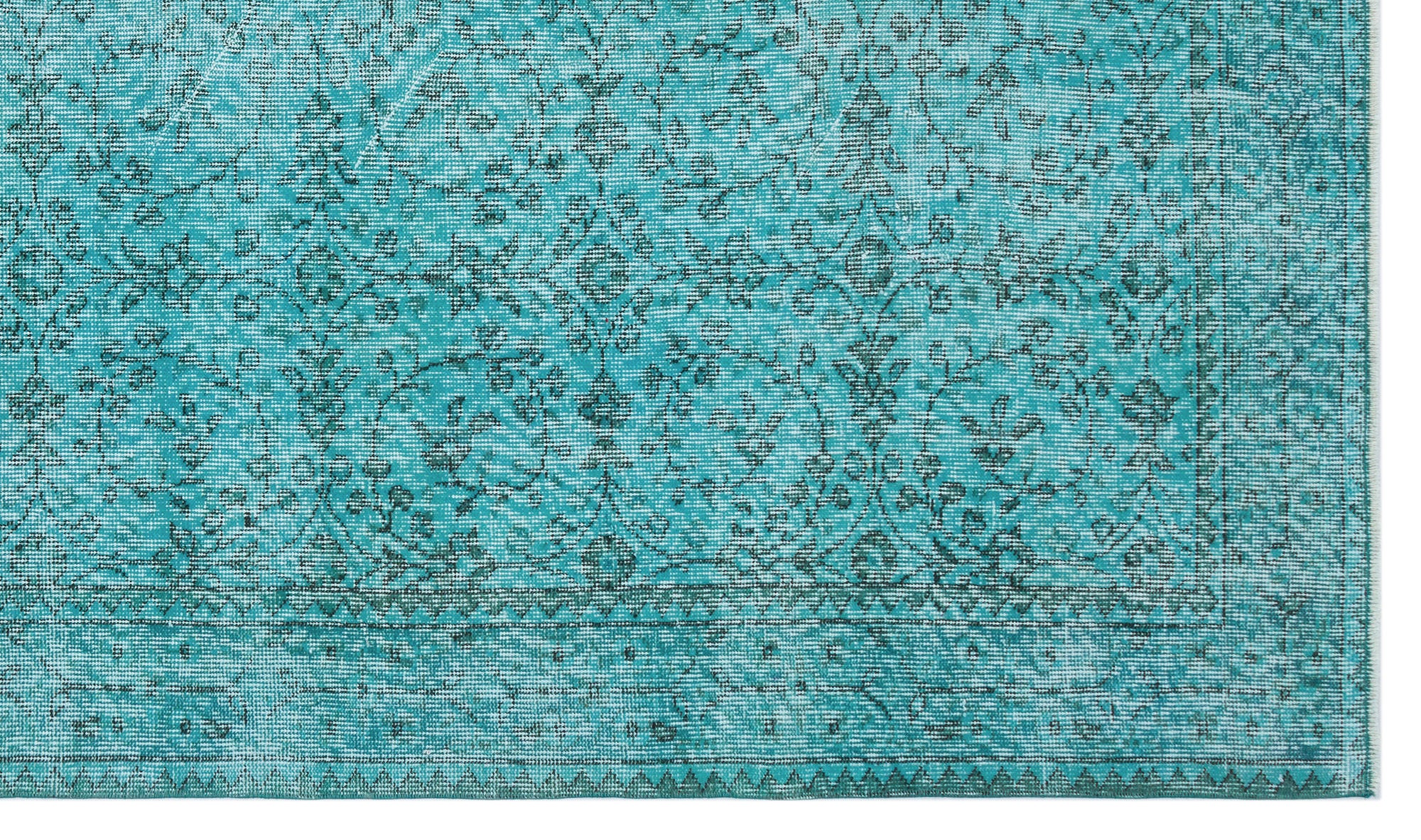 Turquoise Over Dyed Vintage Rug 5'3'' x 9'1'' ft 159 x 278 cm