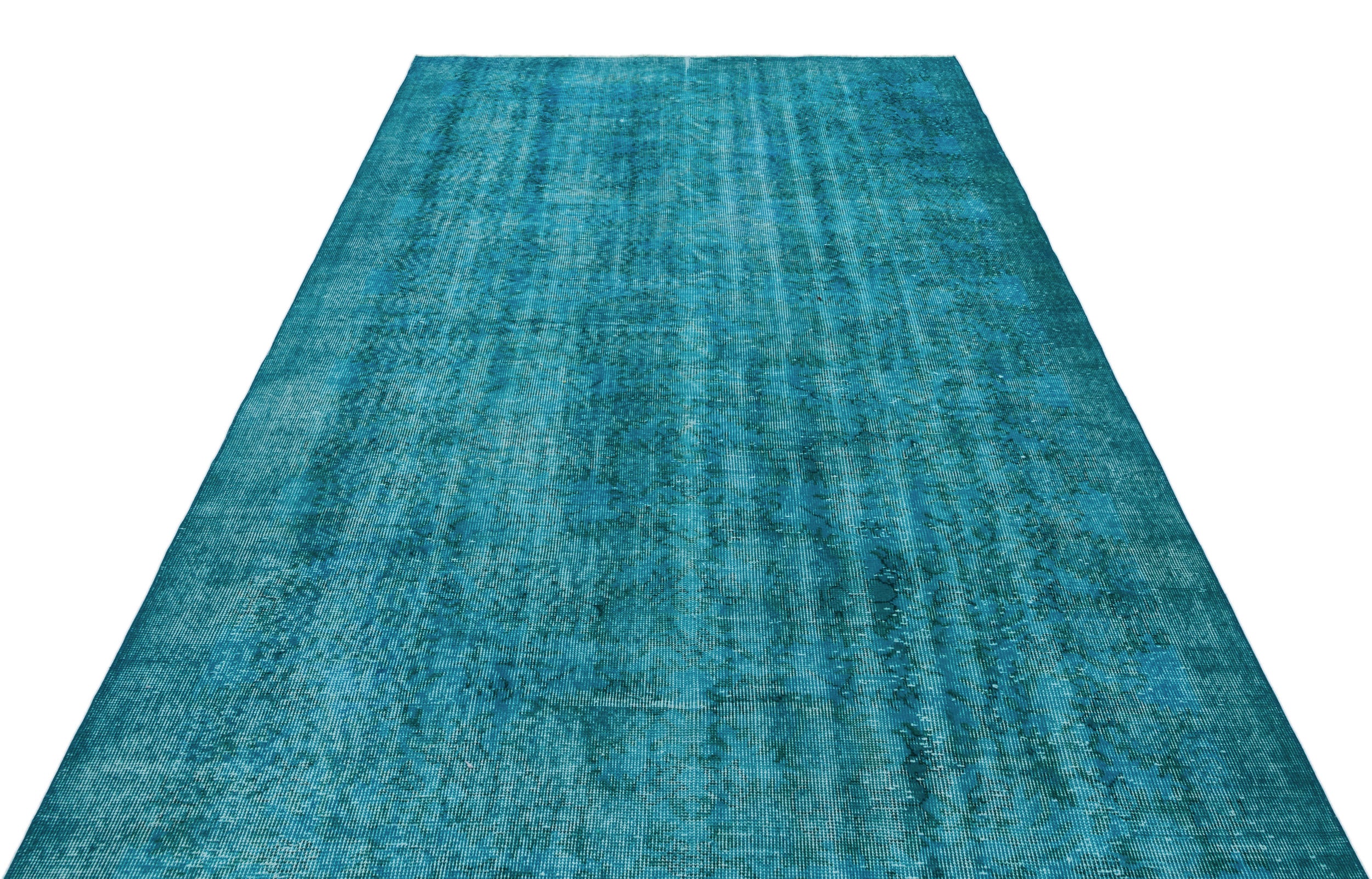 Turquoise Over Dyed Vintage Rug 5'7'' x 9'2'' ft 169 x 280 cm