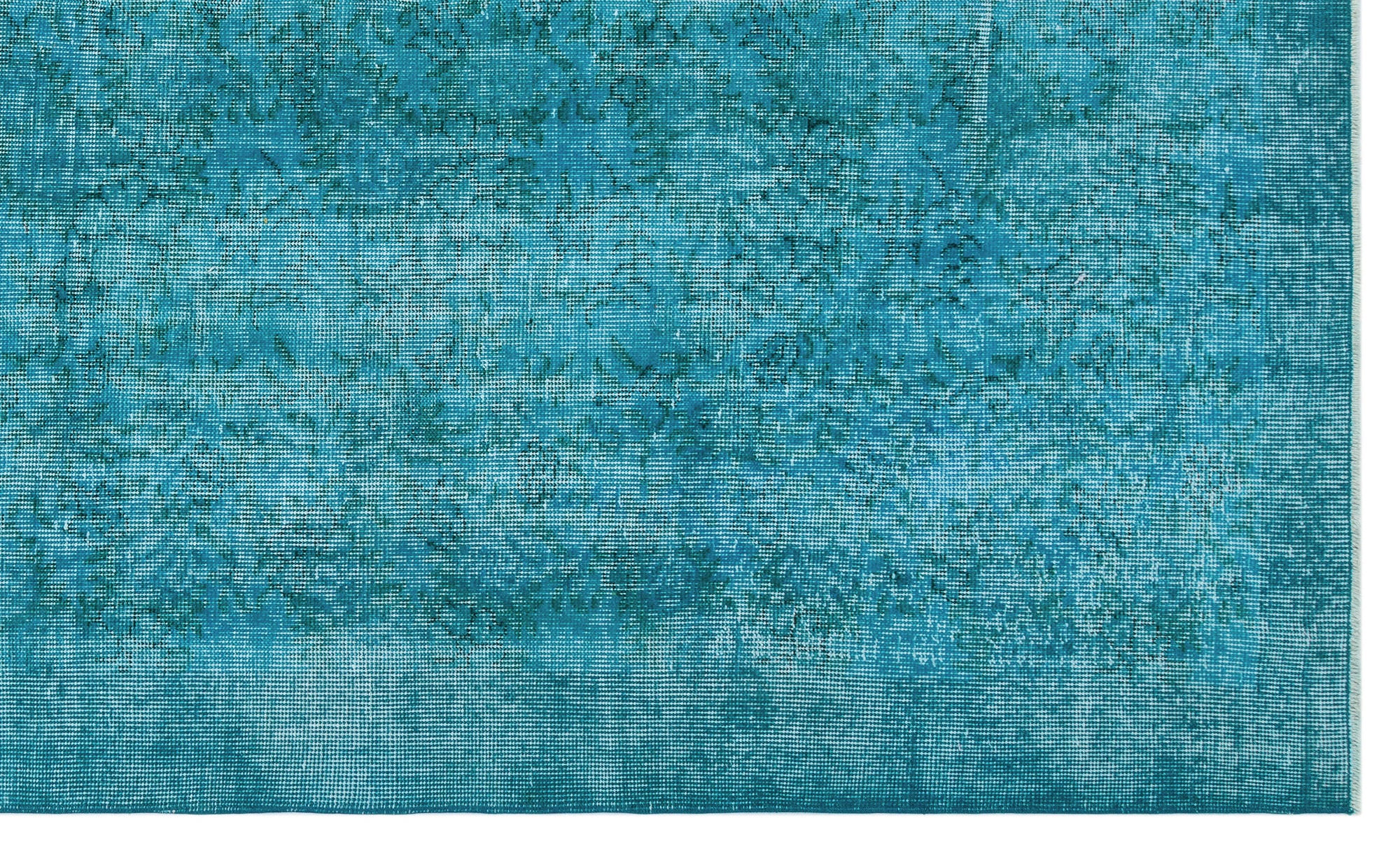 Turquoise Over Dyed Vintage Rug 5'7'' x 9'2'' ft 169 x 280 cm