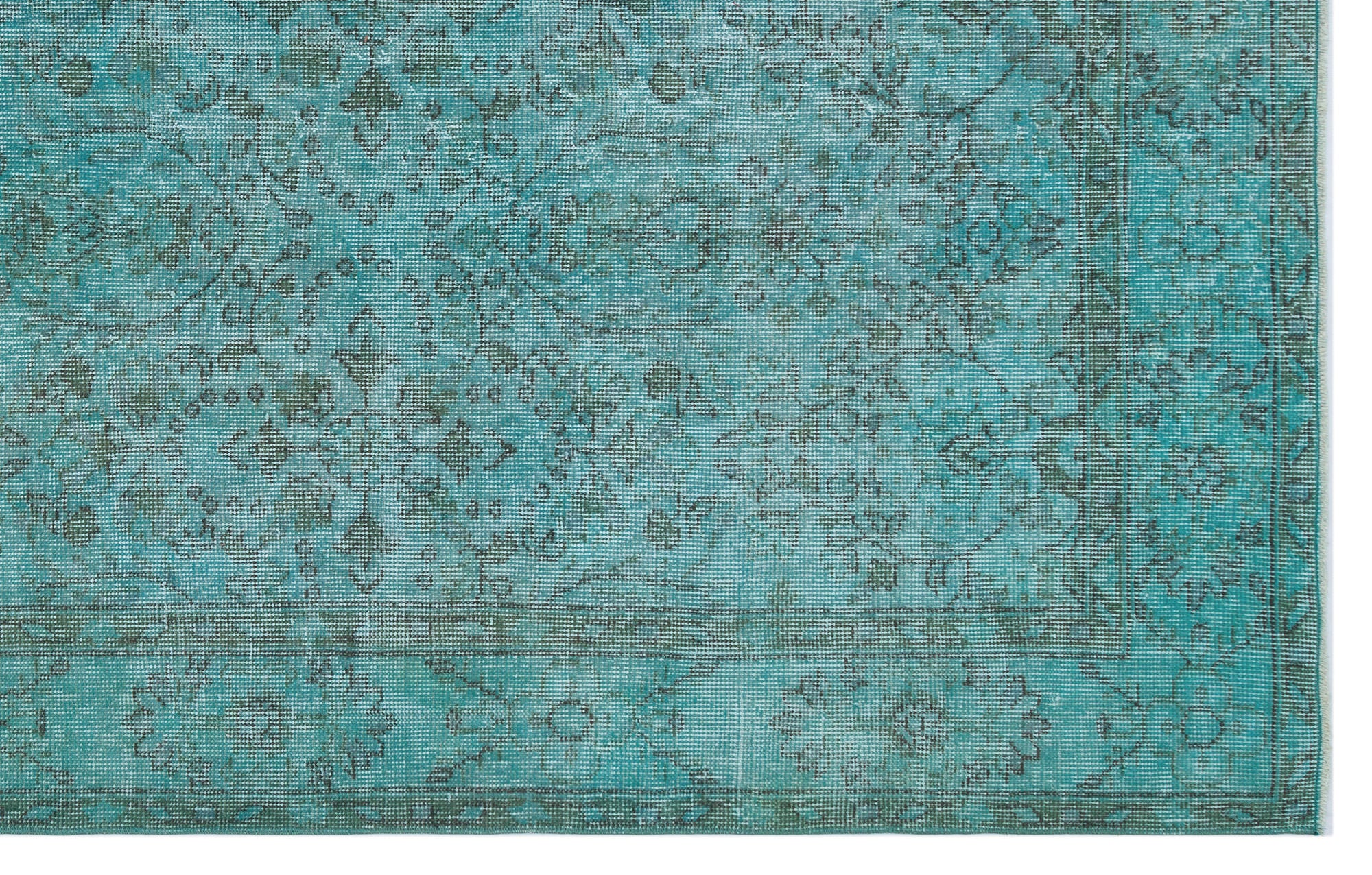 Turquoise Over Dyed Vintage Rug 5'8'' x 9'0'' ft 172 x 275 cm