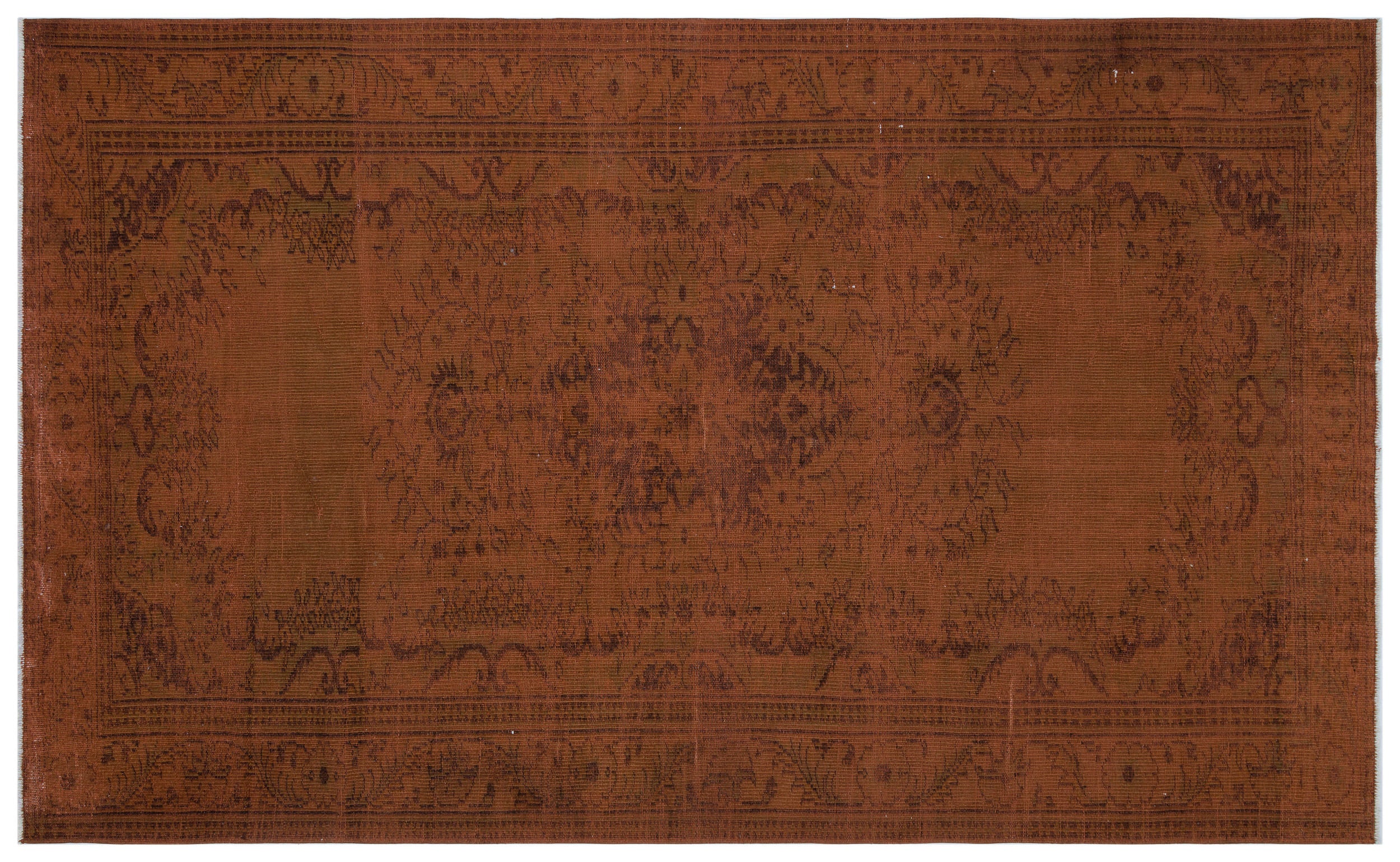 Brown Over Dyed Vintage Rug 6'1'' x 10'2'' ft 186 x 309 cm