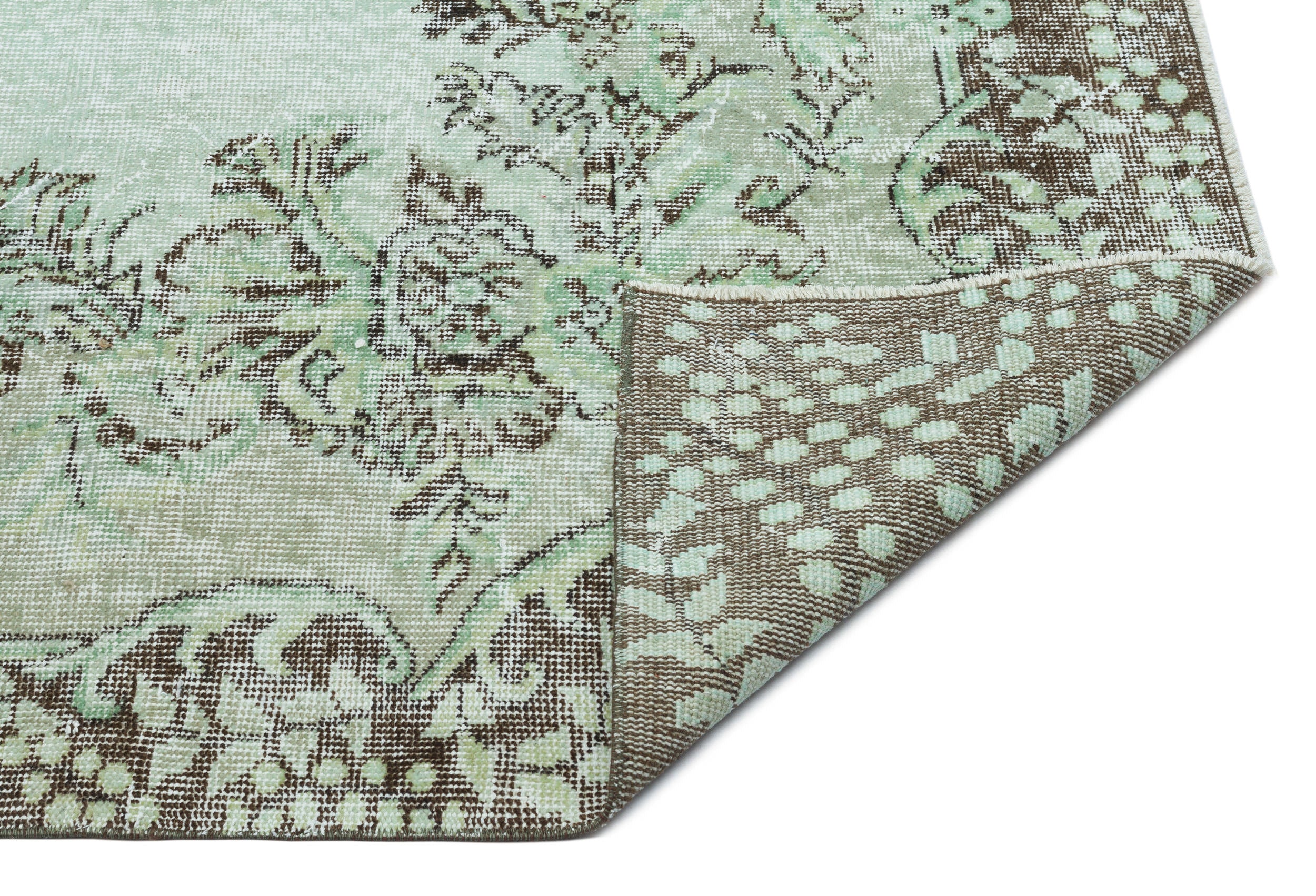 Green Over Dyed Vintage Rug 5'6'' x 9'7'' ft 167 x 292 cm