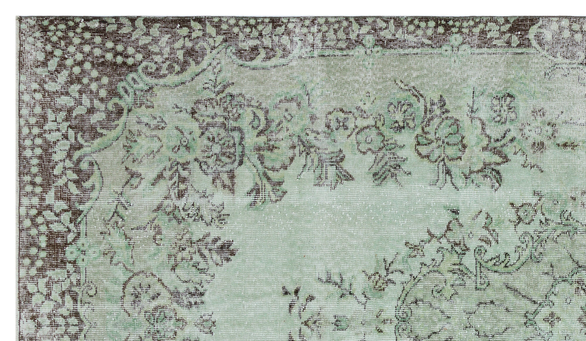Green Over Dyed Vintage Rug 5'6'' x 9'7'' ft 167 x 292 cm