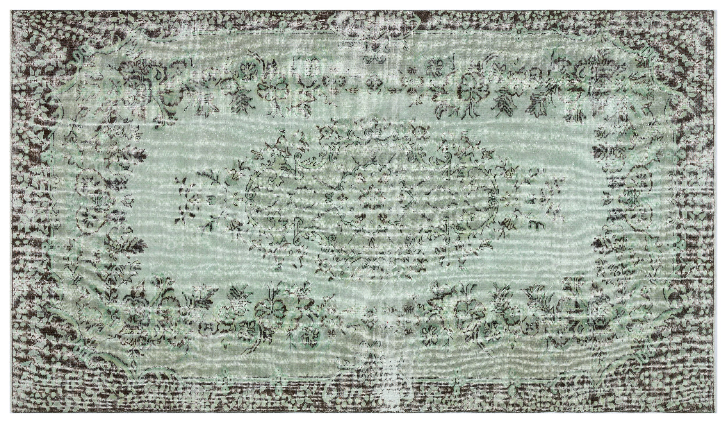 Green Over Dyed Vintage Rug 5'6'' x 9'7'' ft 167 x 292 cm