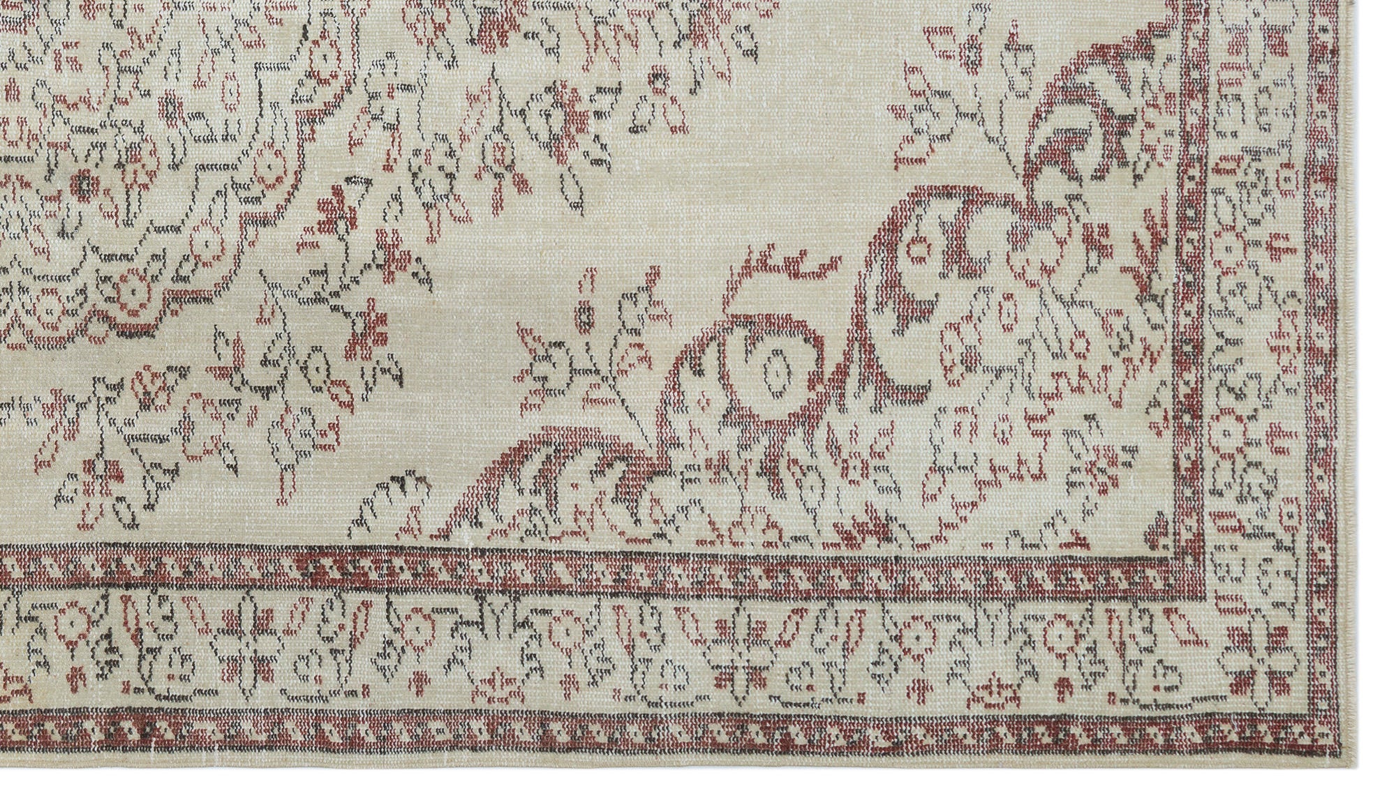 Beige Over Dyed Vintage Rug 5'4'' x 9'4'' ft 163 x 284 cm