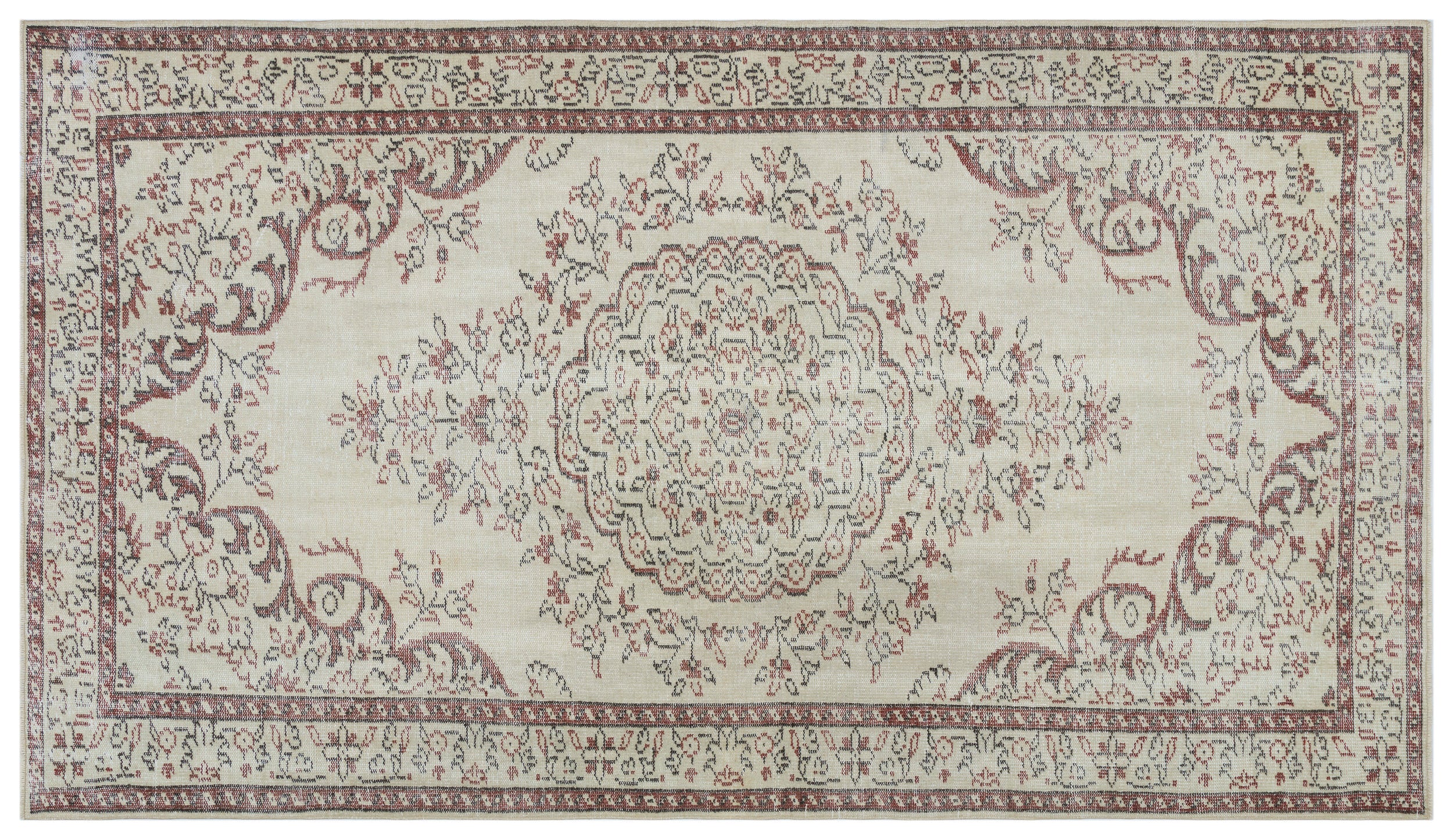 Beige Over Dyed Vintage Rug 5'4'' x 9'4'' ft 163 x 284 cm