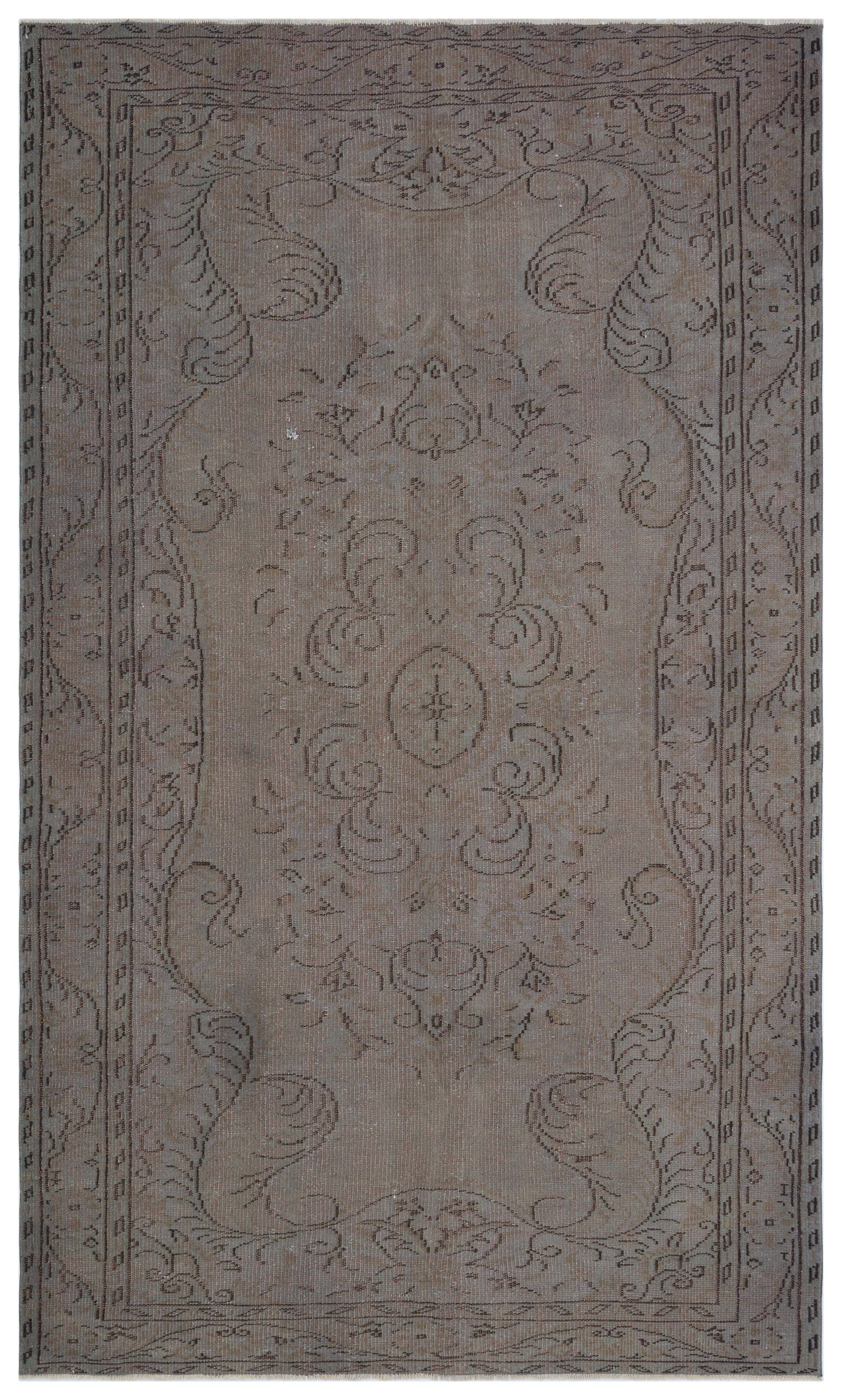 Gray Over Dyed Vintage Rug 5'7'' x 9'5'' ft 170 x 288 cm