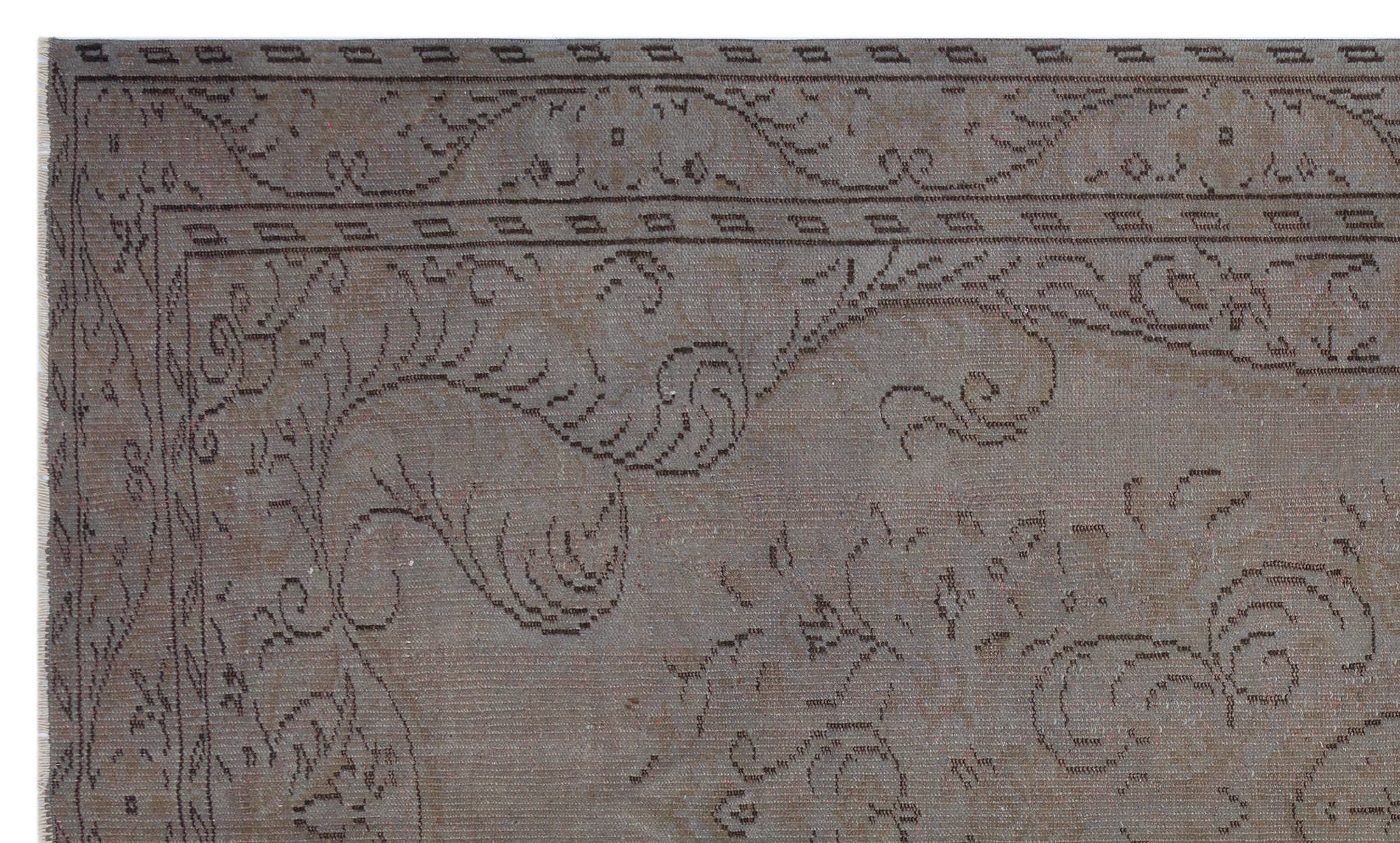 Gray Over Dyed Vintage Rug 5'7'' x 9'5'' ft 170 x 288 cm