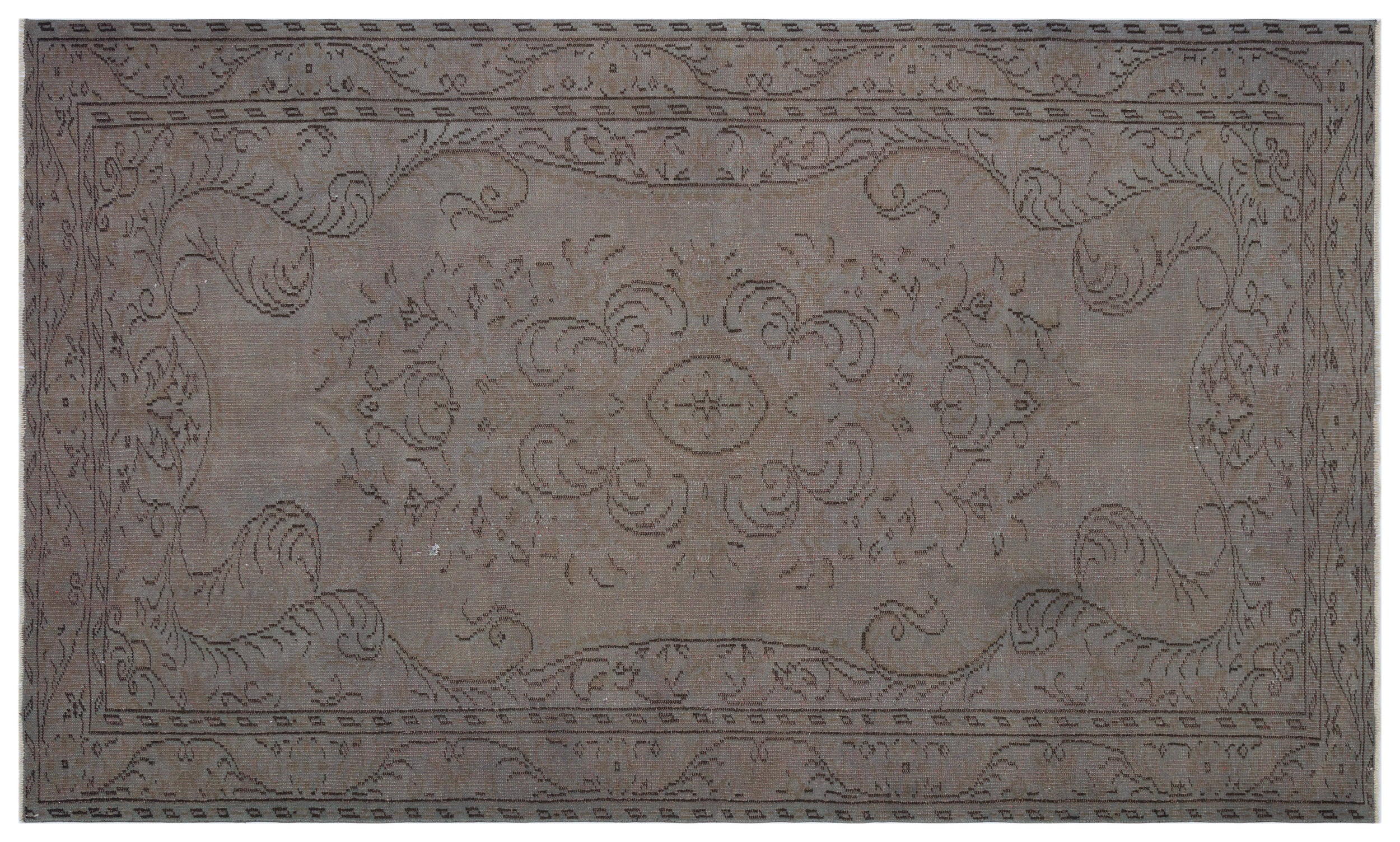 Gray Over Dyed Vintage Rug 5'7'' x 9'5'' ft 170 x 288 cm