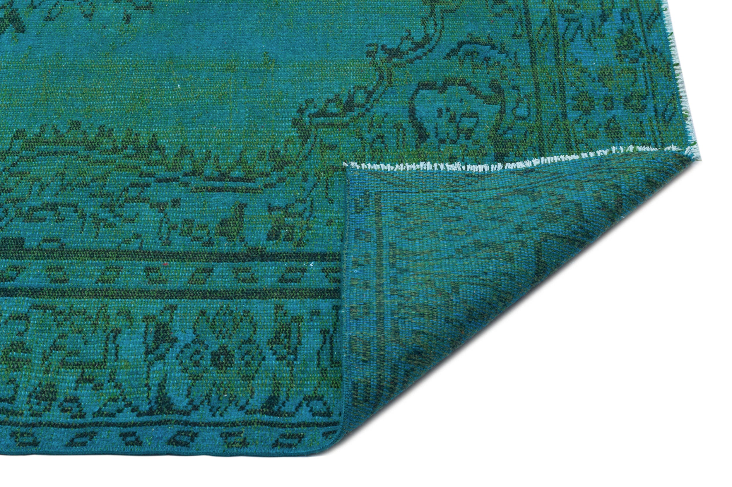 Turquoise Over Dyed Vintage Rug 6'5'' x 9'11'' ft 195 x 301 cm
