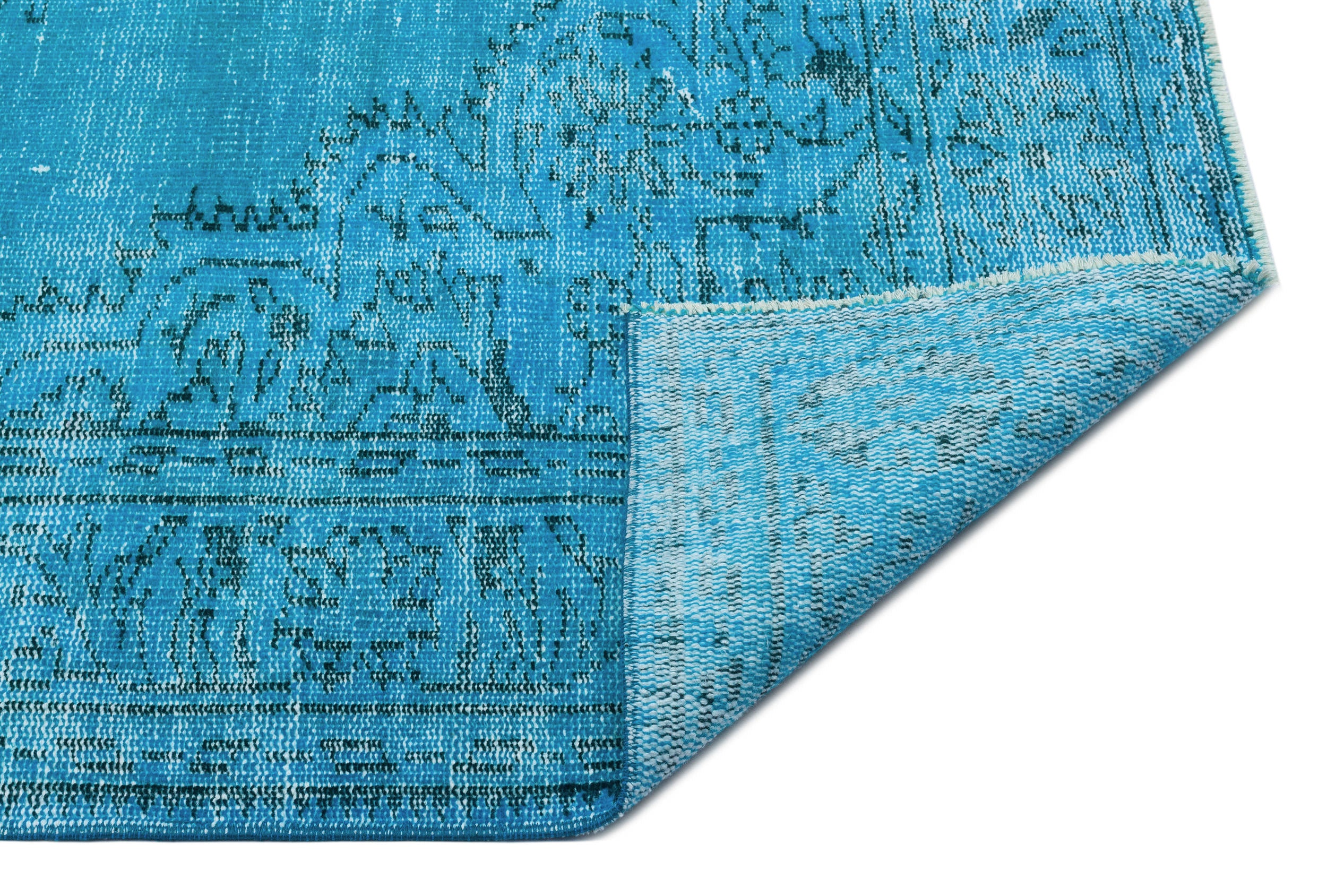 Turquoise Over Dyed Vintage Rug 6'1'' x 10'3'' ft 185 x 313 cm