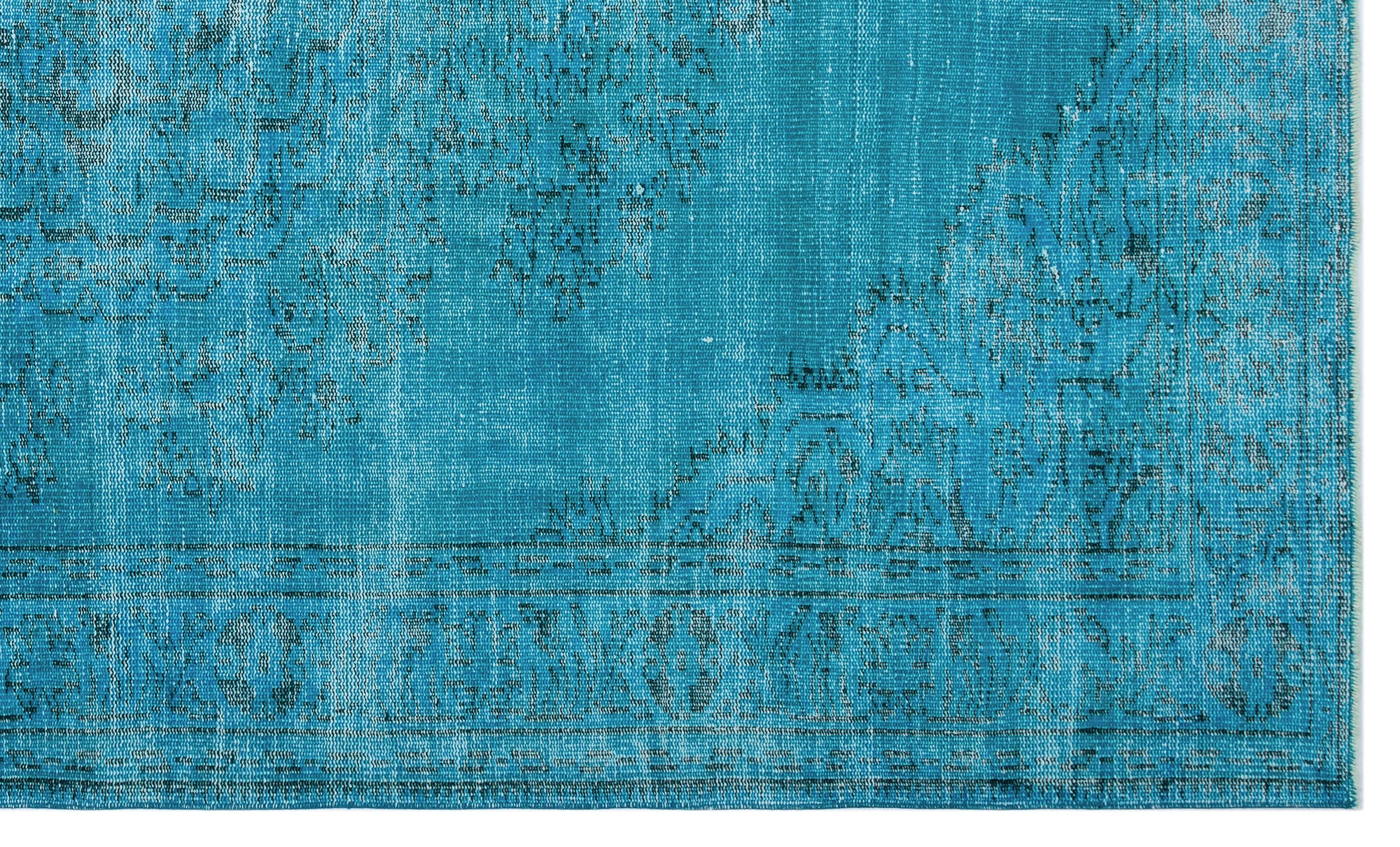 Turquoise Over Dyed Vintage Rug 6'1'' x 10'3'' ft 185 x 313 cm