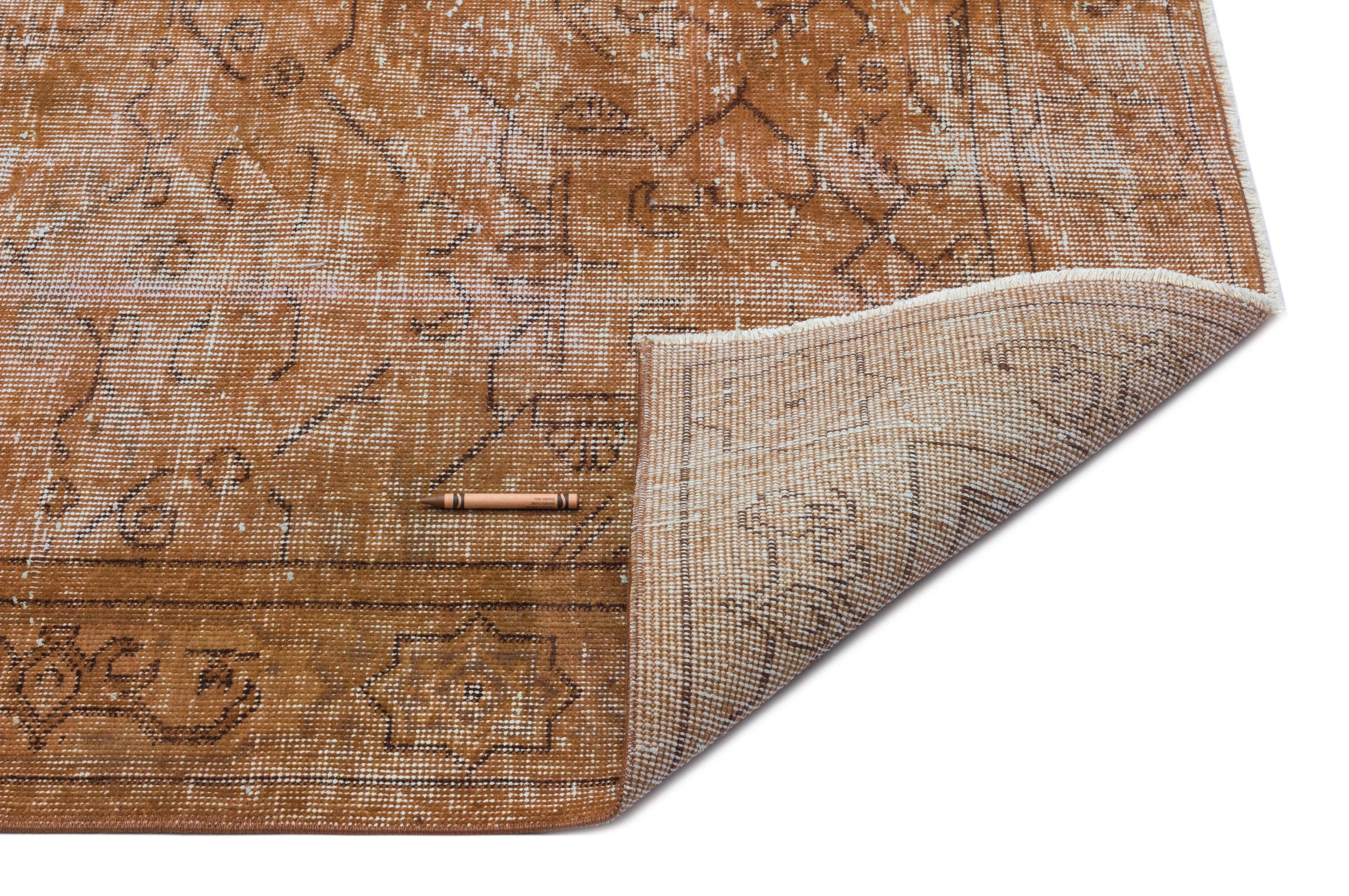 Brown Over Dyed Vintage Rug 5'4'' x 8'10'' ft 162 x 268 cm