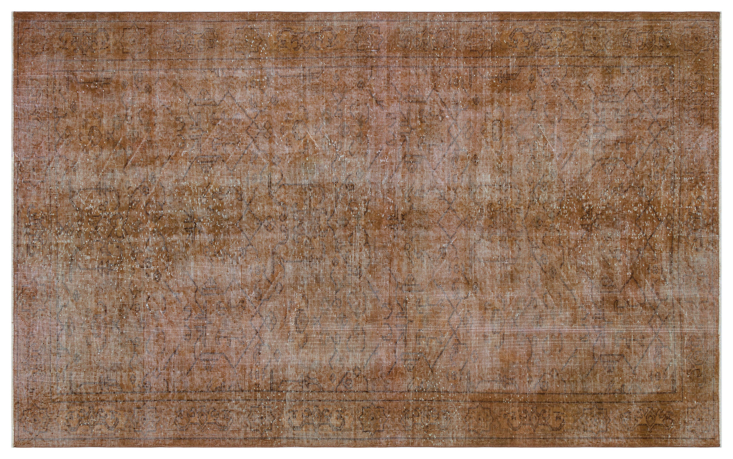 Brown Over Dyed Vintage Rug 5'4'' x 8'10'' ft 162 x 268 cm