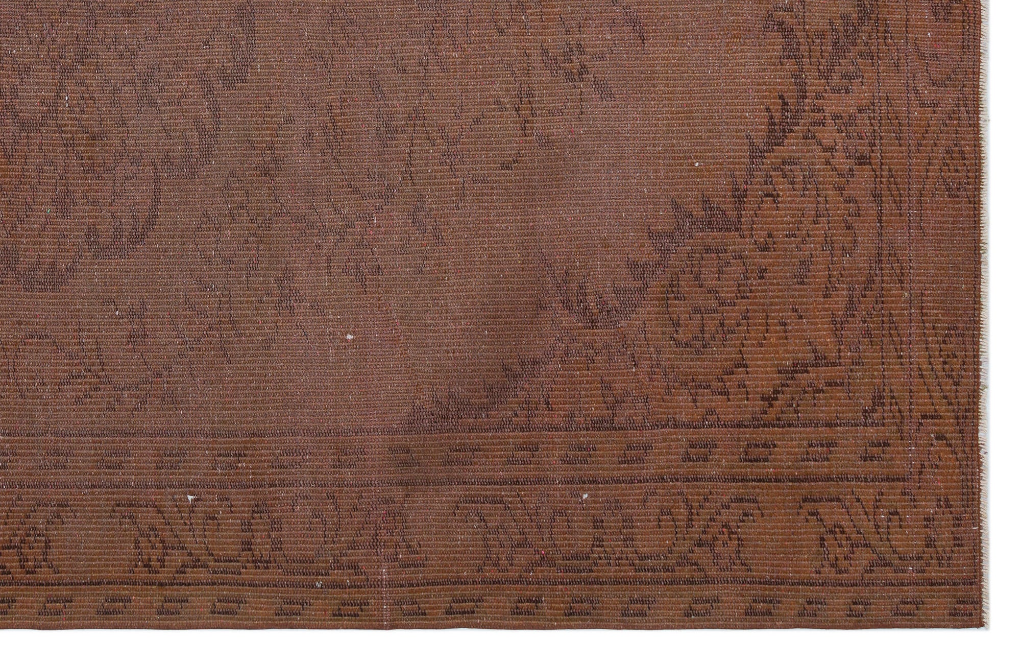 Brown Over Dyed Vintage Rug 5'7'' x 8'8'' ft 169 x 264 cm