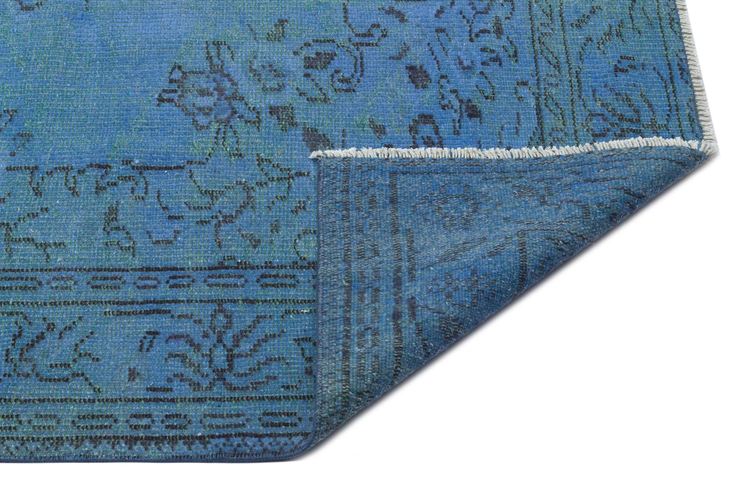 Blue Over Dyed Vintage Rug 5'11'' x 9'7'' ft 181 x 293 cm