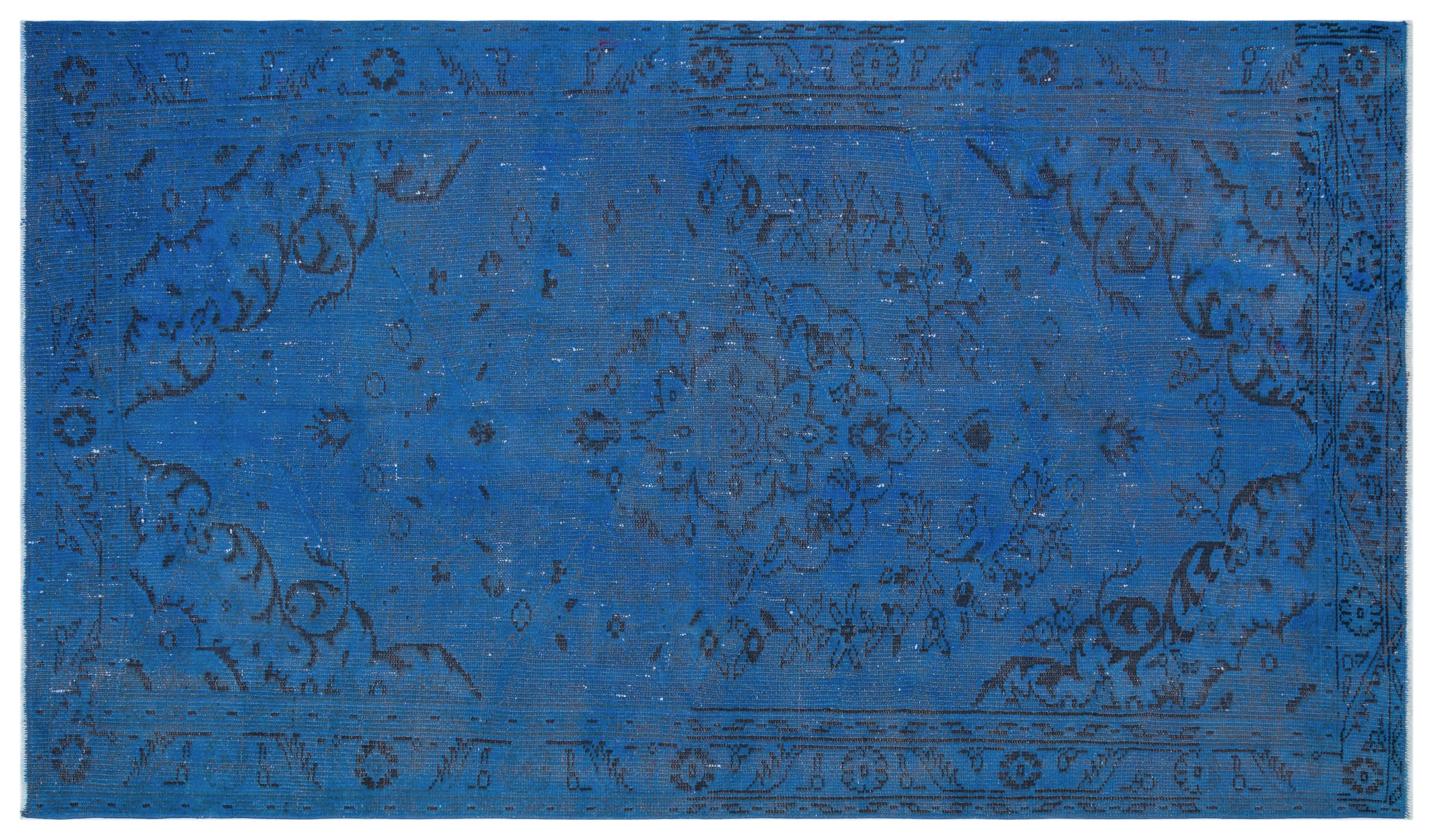 Blue Over Dyed Vintage Rug 5'4'' x 9'2'' ft 163 x 279 cm