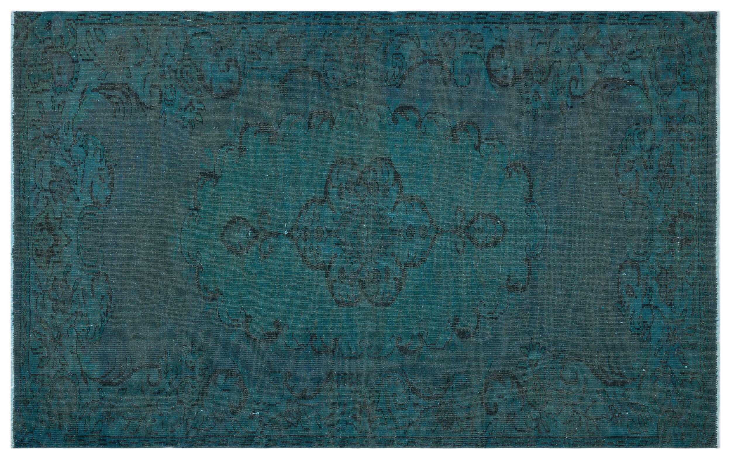 Green Over Dyed Vintage Rug 5'2'' x 8'8'' ft 157 x 263 cm