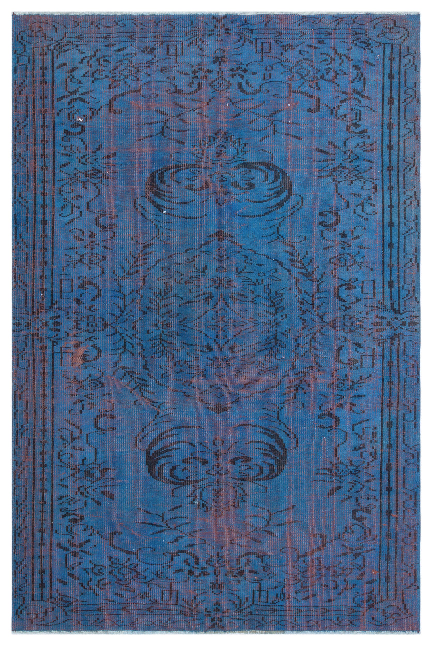 Blue Over Dyed Vintage Rug 5'3'' x 8'0'' ft 161 x 244 cm