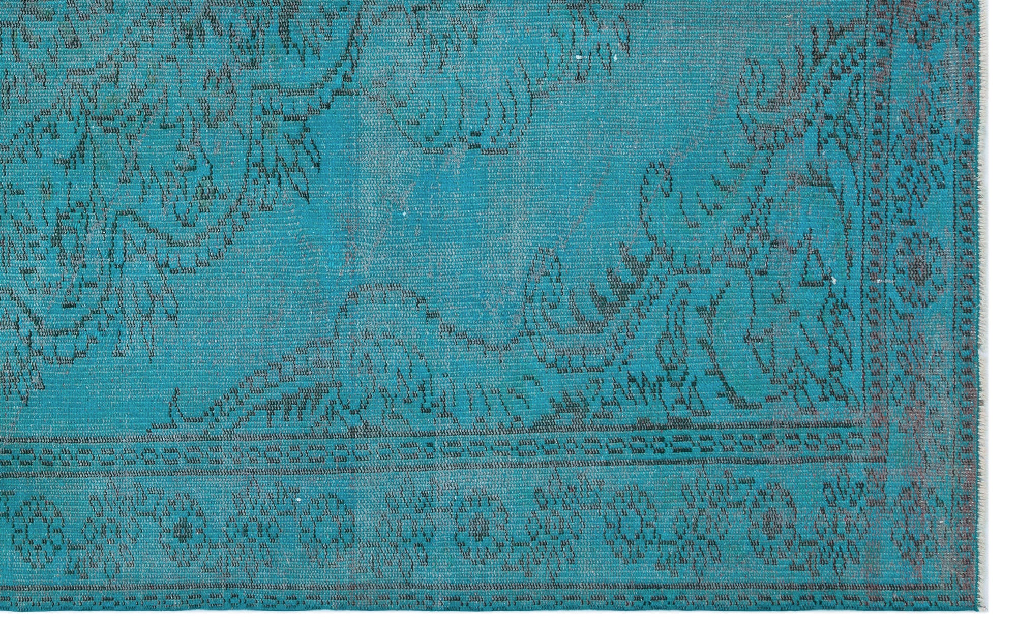 Turquoise Over Dyed Vintage Rug 5'6'' x 8'10'' ft 167 x 268 cm