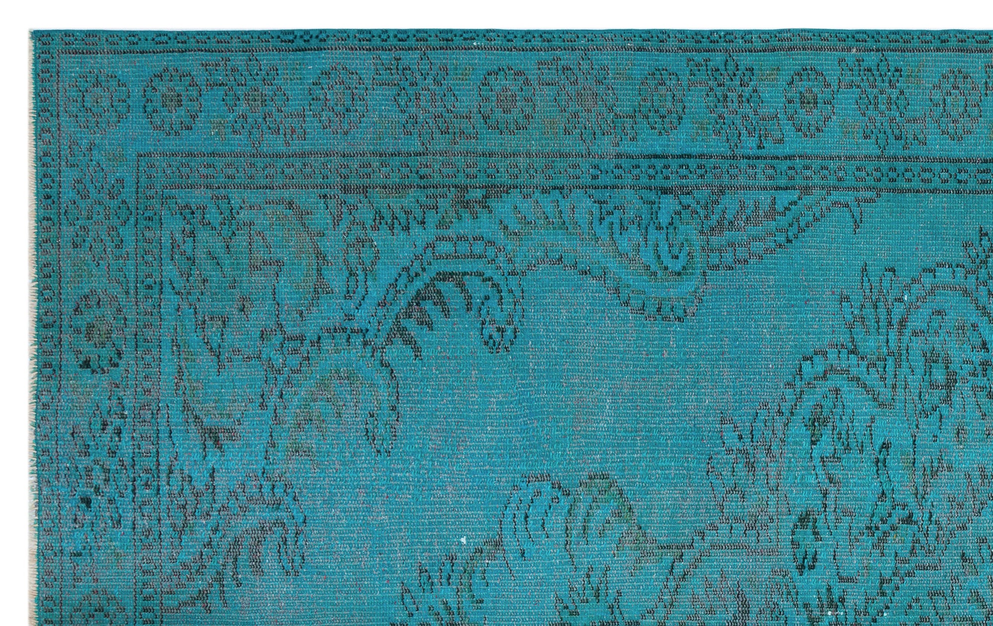 Turquoise Over Dyed Vintage Rug 5'6'' x 8'10'' ft 167 x 268 cm