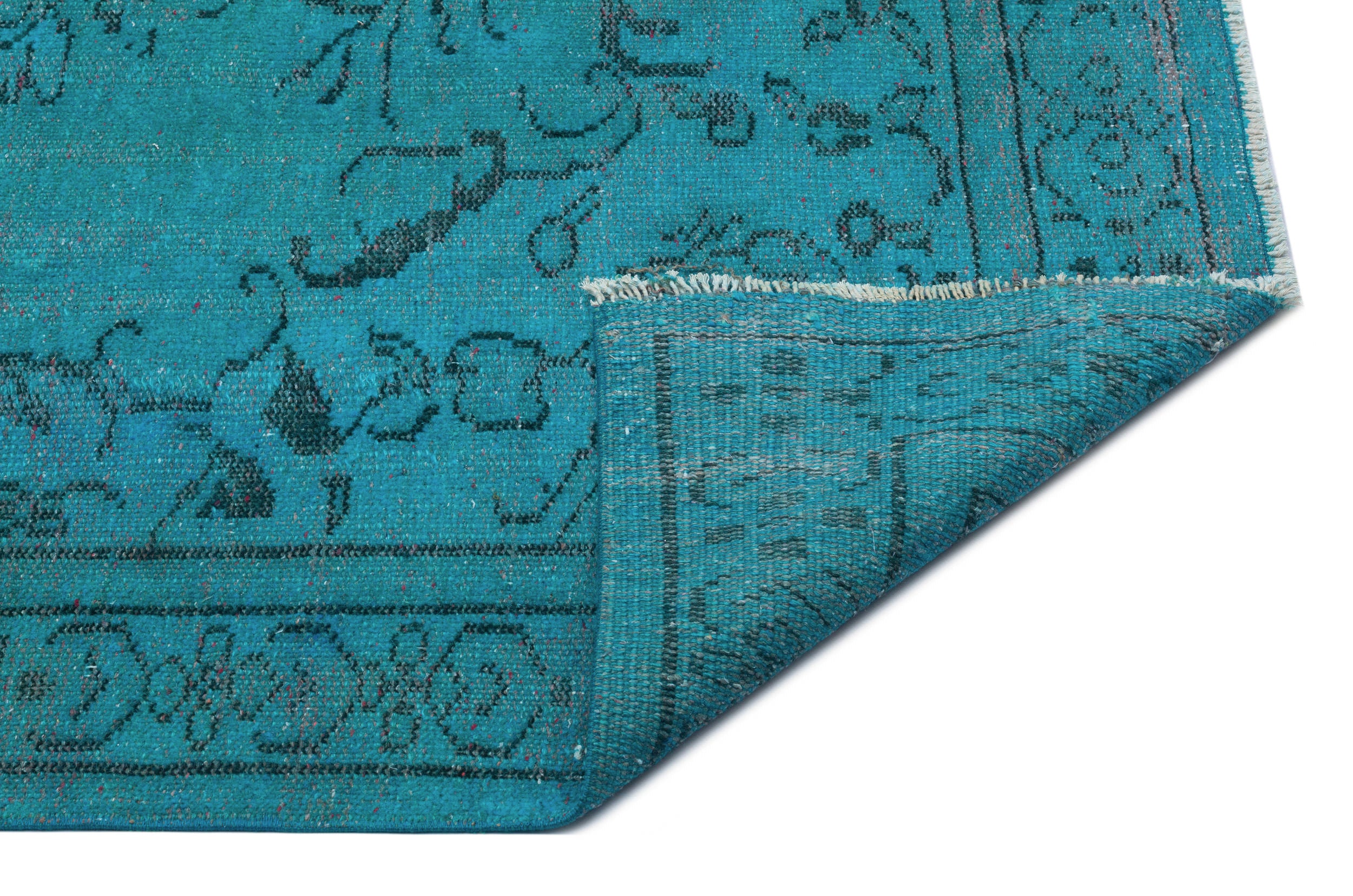 Turquoise Over Dyed Vintage Rug 5'5'' x 8'10'' ft 166 x 270 cm