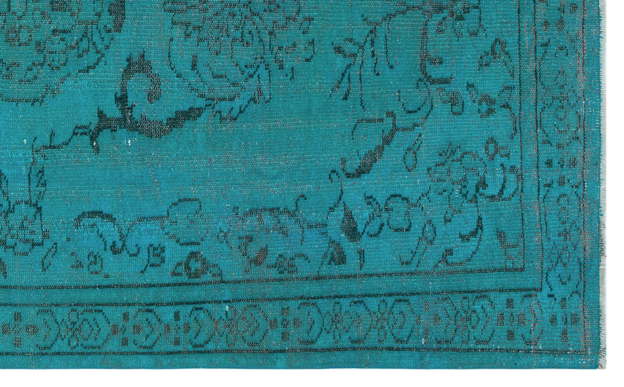 Turquoise Over Dyed Vintage Rug 5'5'' x 8'10'' ft 166 x 270 cm