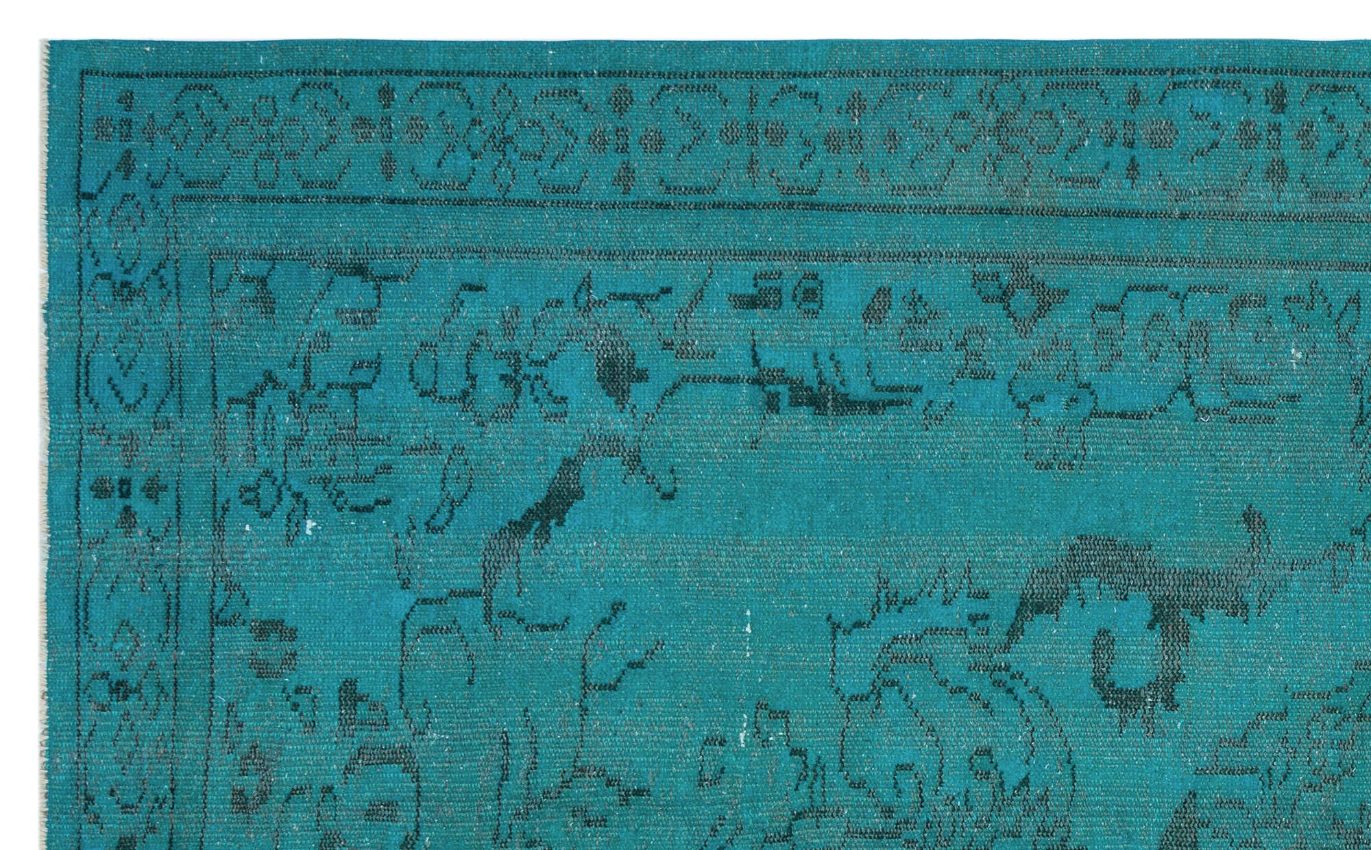 Turquoise Over Dyed Vintage Rug 5'5'' x 8'10'' ft 166 x 270 cm