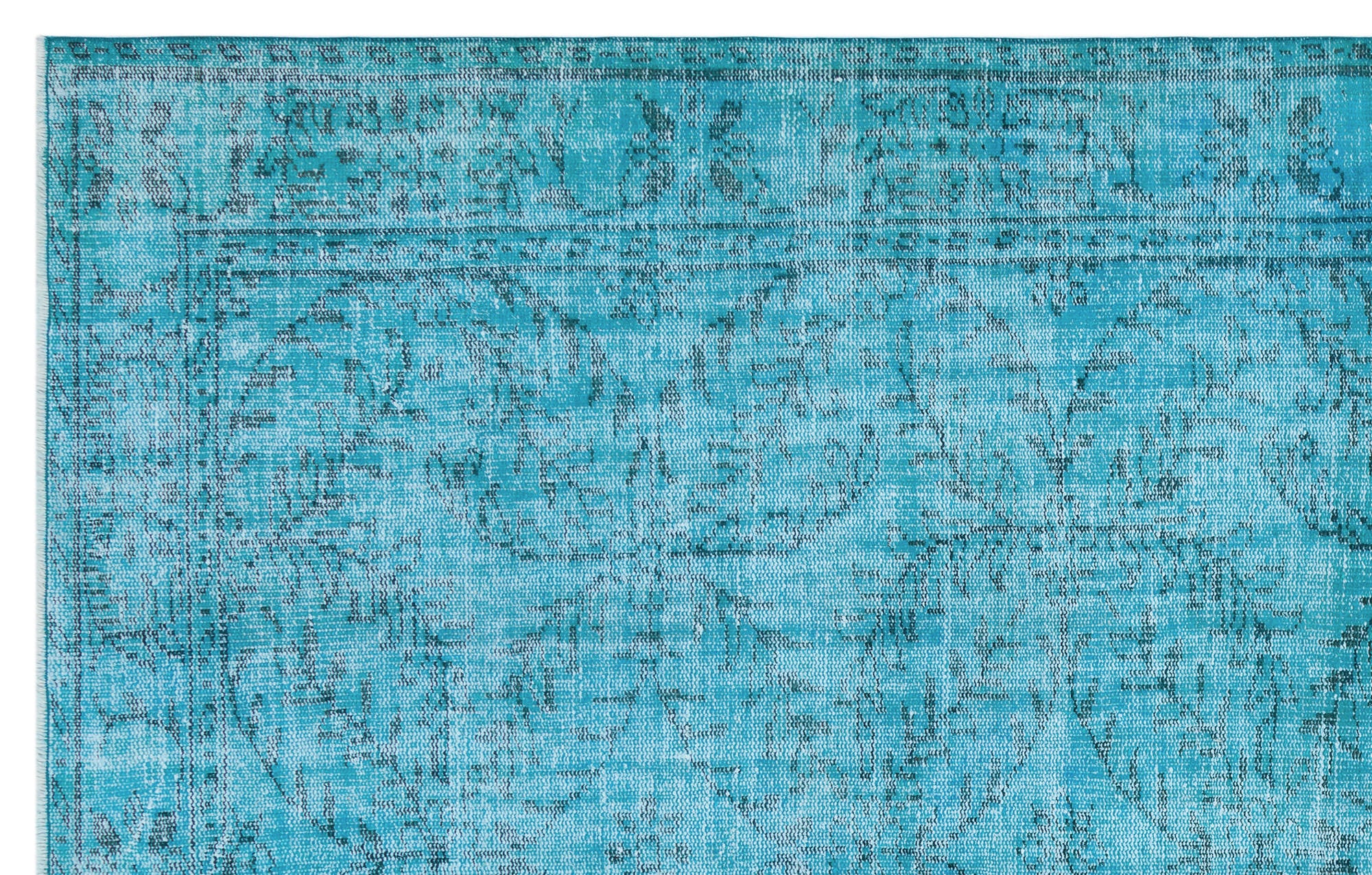 Turquoise Over Dyed Vintage Rug 6'0'' x 9'6'' ft 183 x 290 cm