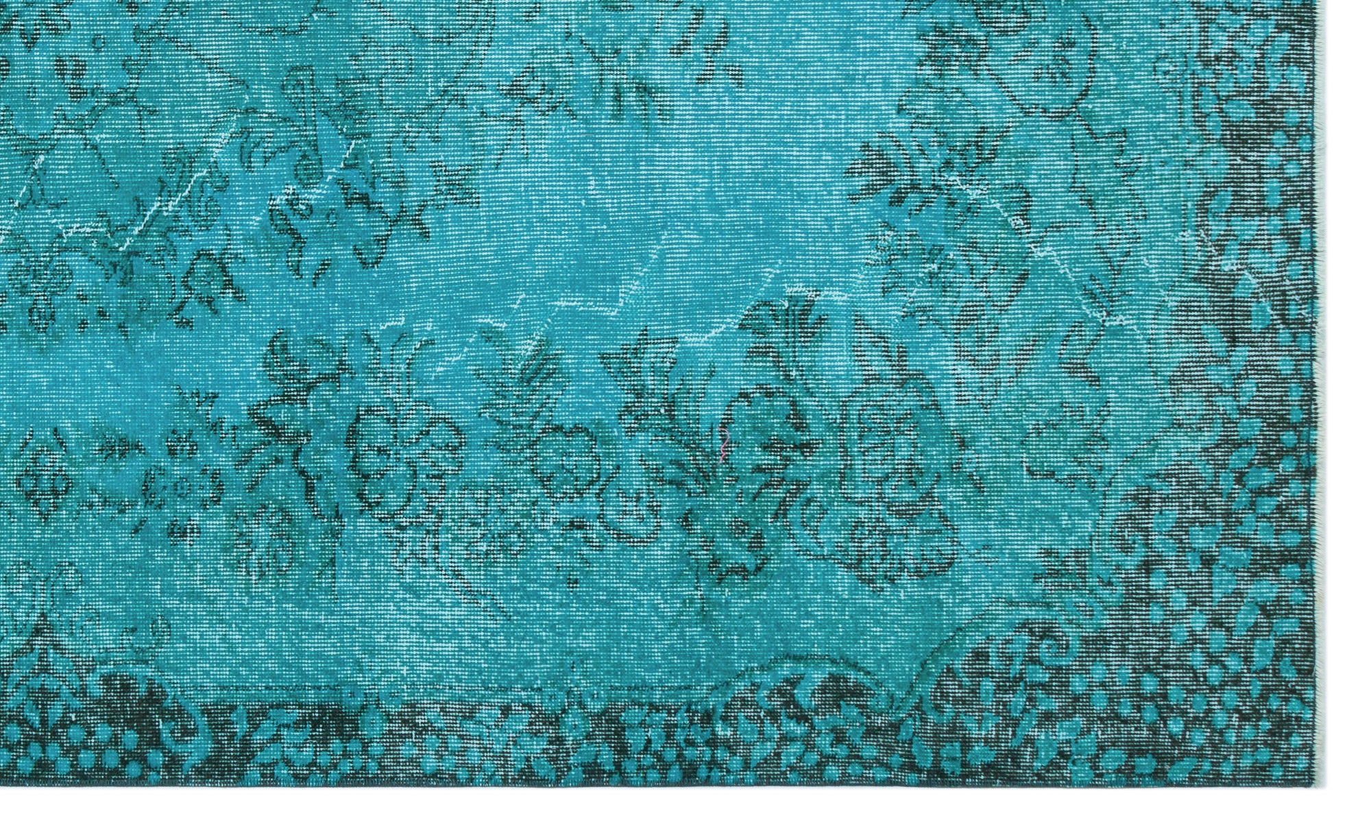 Turquoise Over Dyed Vintage Rug 5'2'' x 8'8'' ft 158 x 263 cm