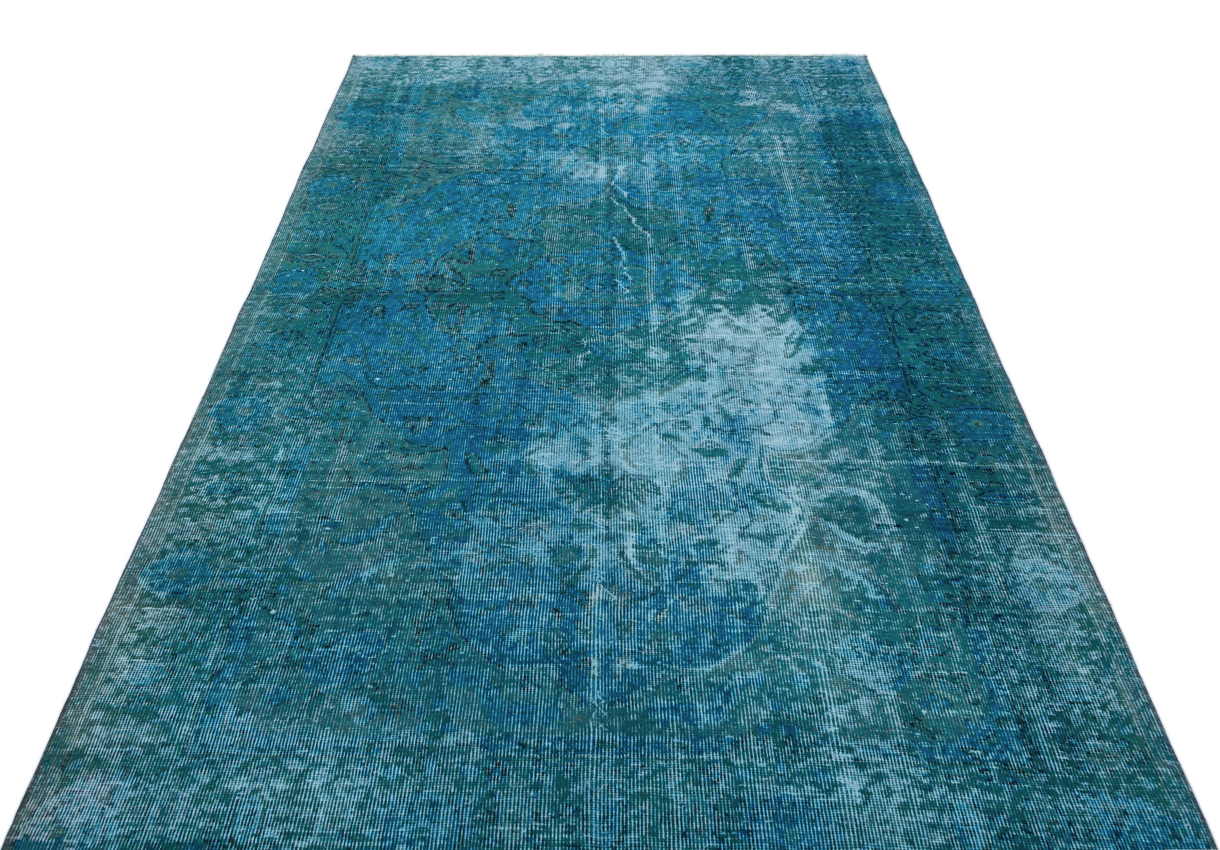 Turquoise Over Dyed Vintage Rug 5'0'' x 8'5'' ft 153 x 256 cm