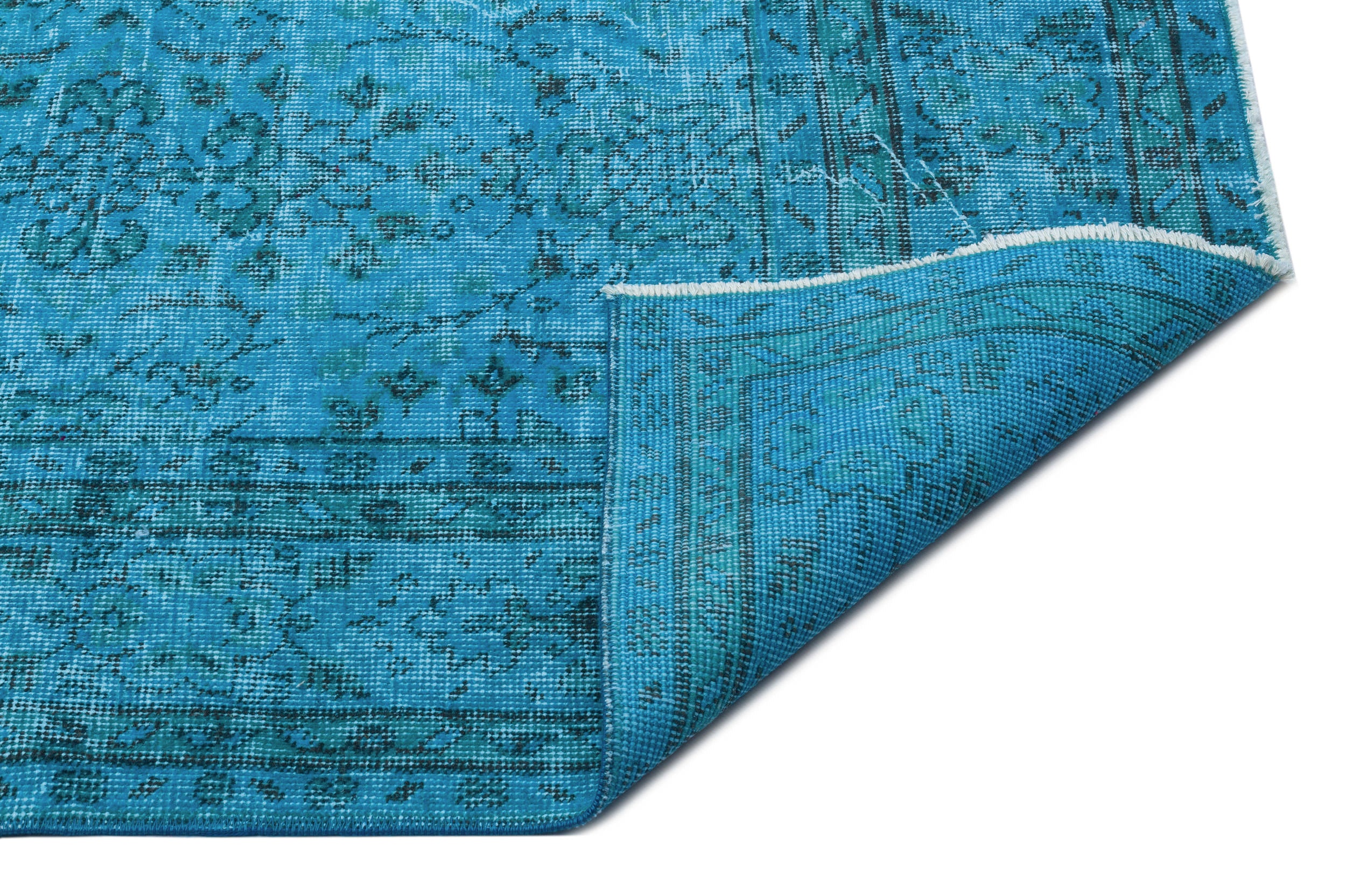 Turquoise Over Dyed Vintage Rug 6'11'' x 10'4'' ft 210 x 315 cm