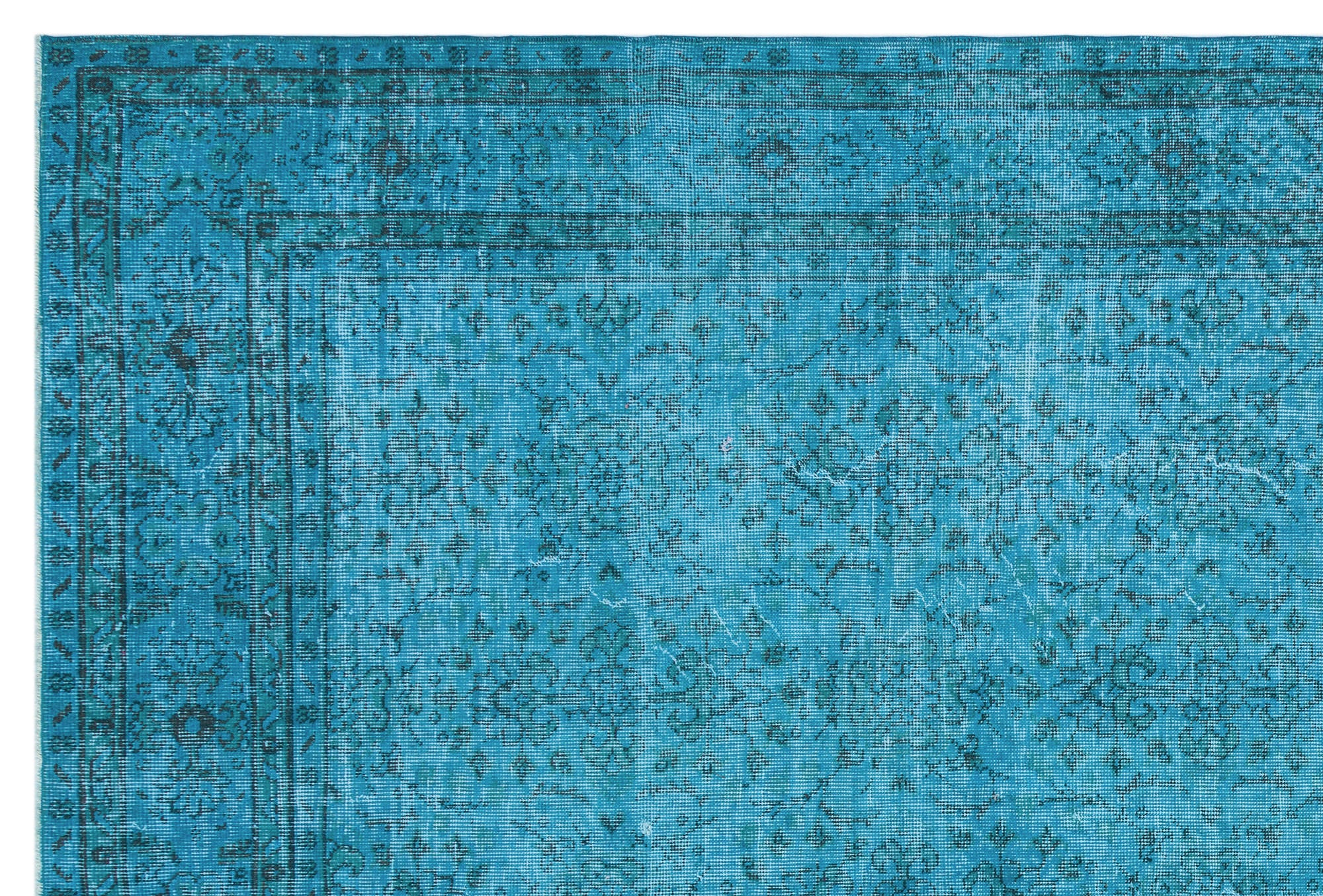 Turquoise Over Dyed Vintage Rug 6'11'' x 10'4'' ft 210 x 315 cm