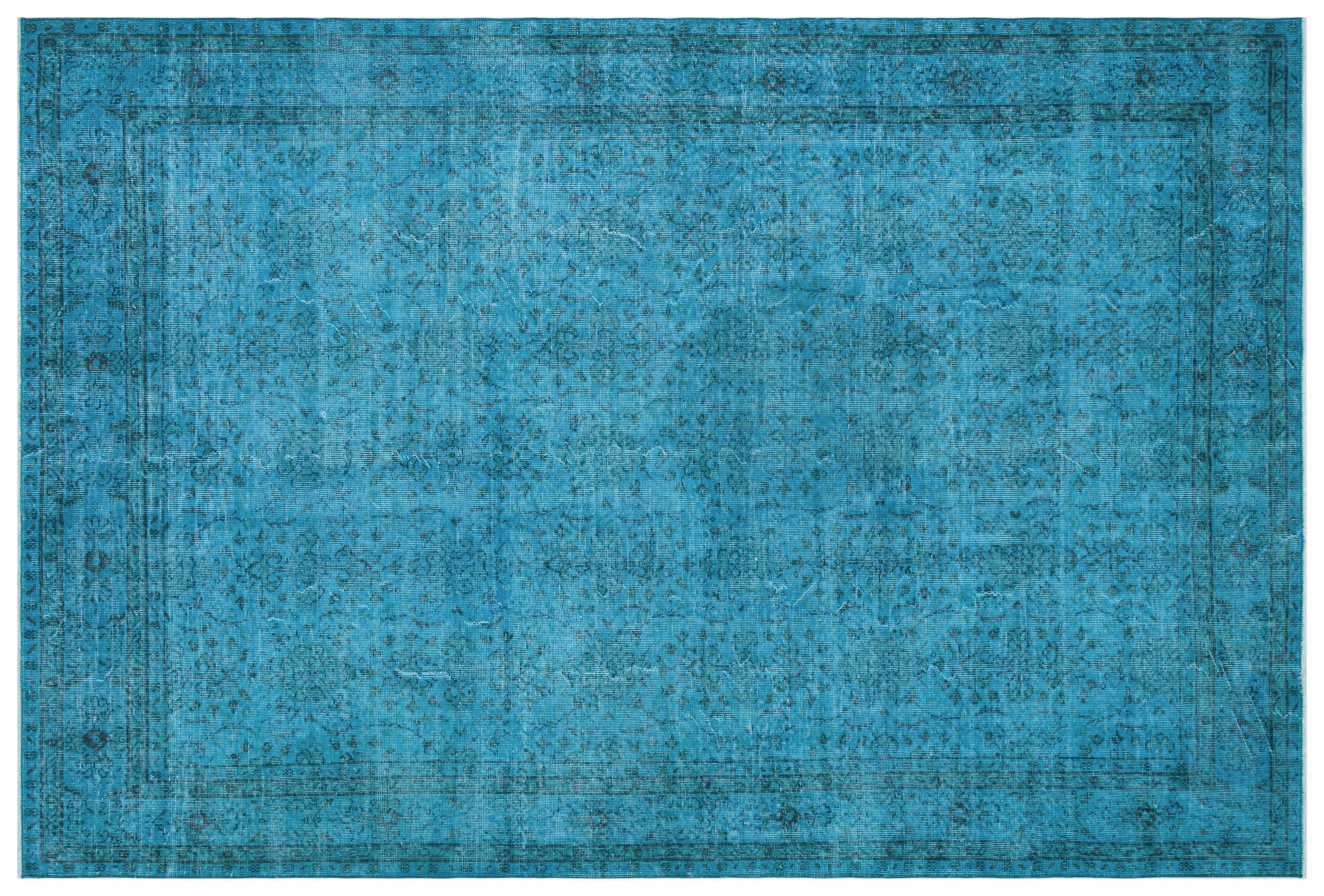 Turquoise Over Dyed Vintage Rug 6'11'' x 10'4'' ft 210 x 315 cm