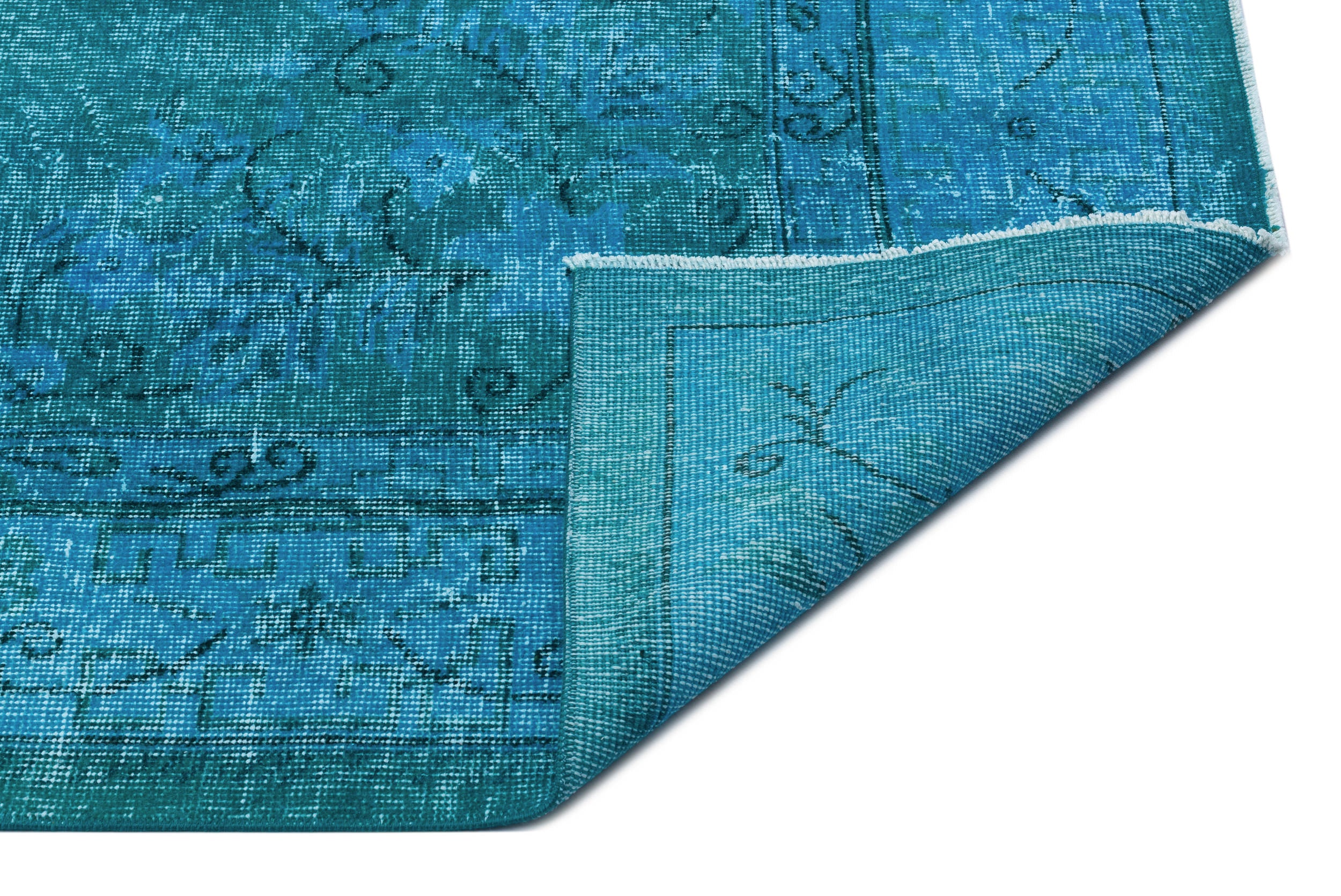 Turquoise Over Dyed Vintage Rug 6'10'' x 9'10'' ft 208 x 300 cm