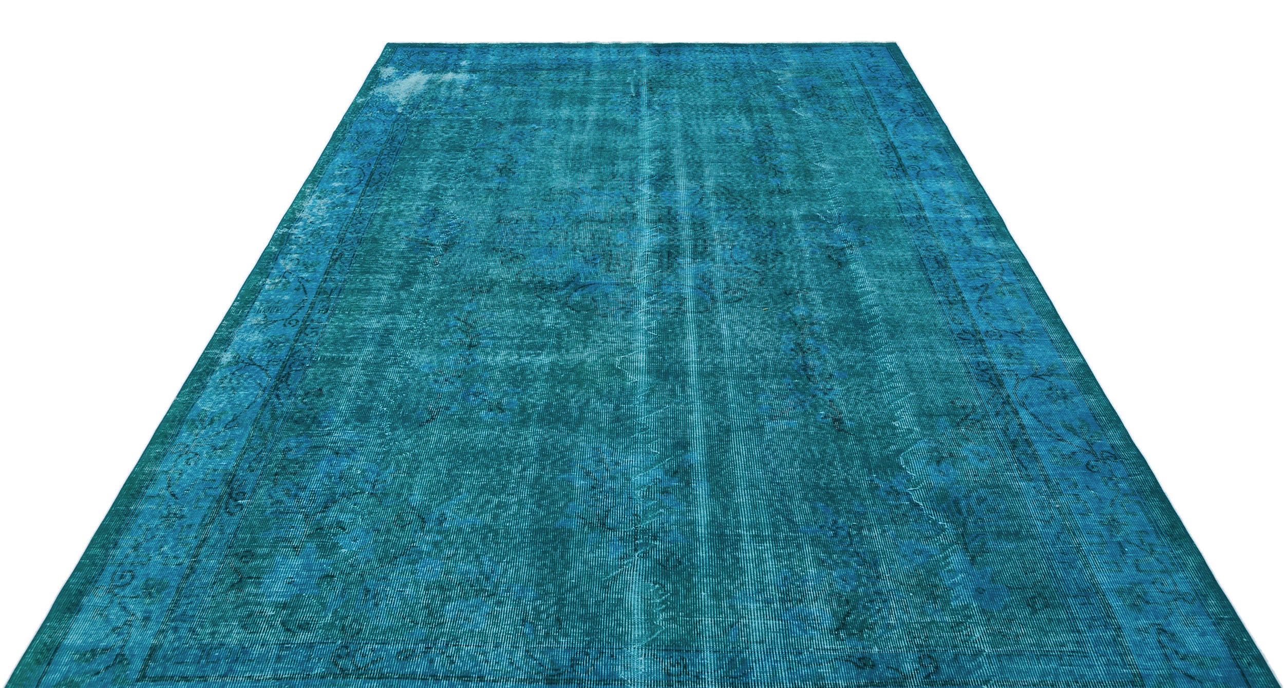 Turquoise Over Dyed Vintage Rug 6'10'' x 9'10'' ft 208 x 300 cm