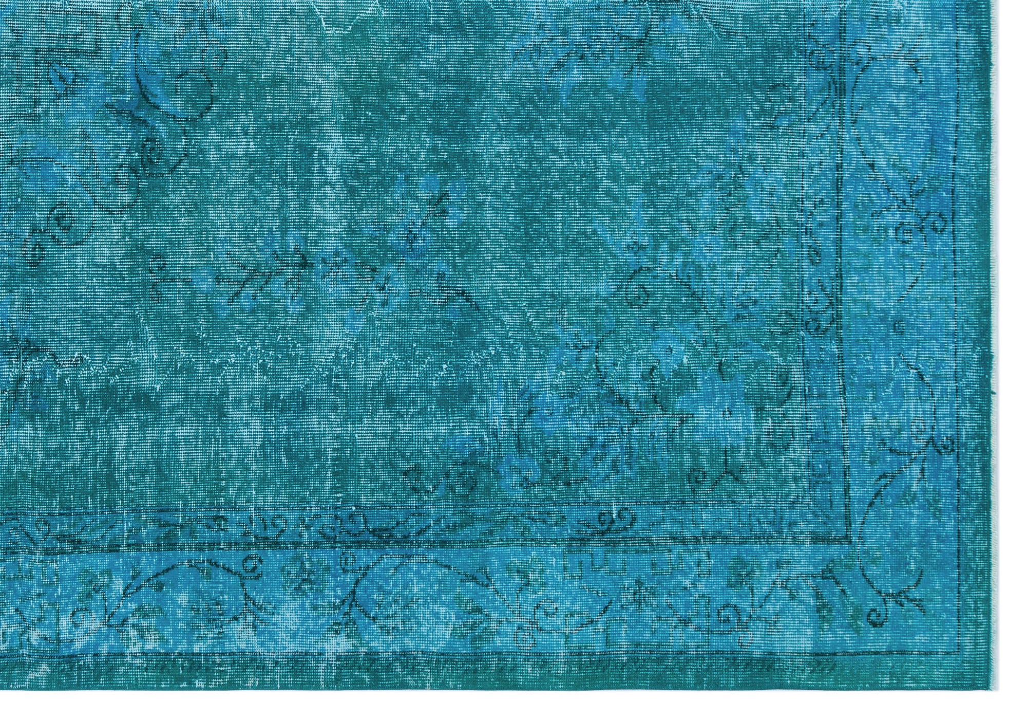 Turquoise Over Dyed Vintage Rug 6'10'' x 9'10'' ft 208 x 300 cm