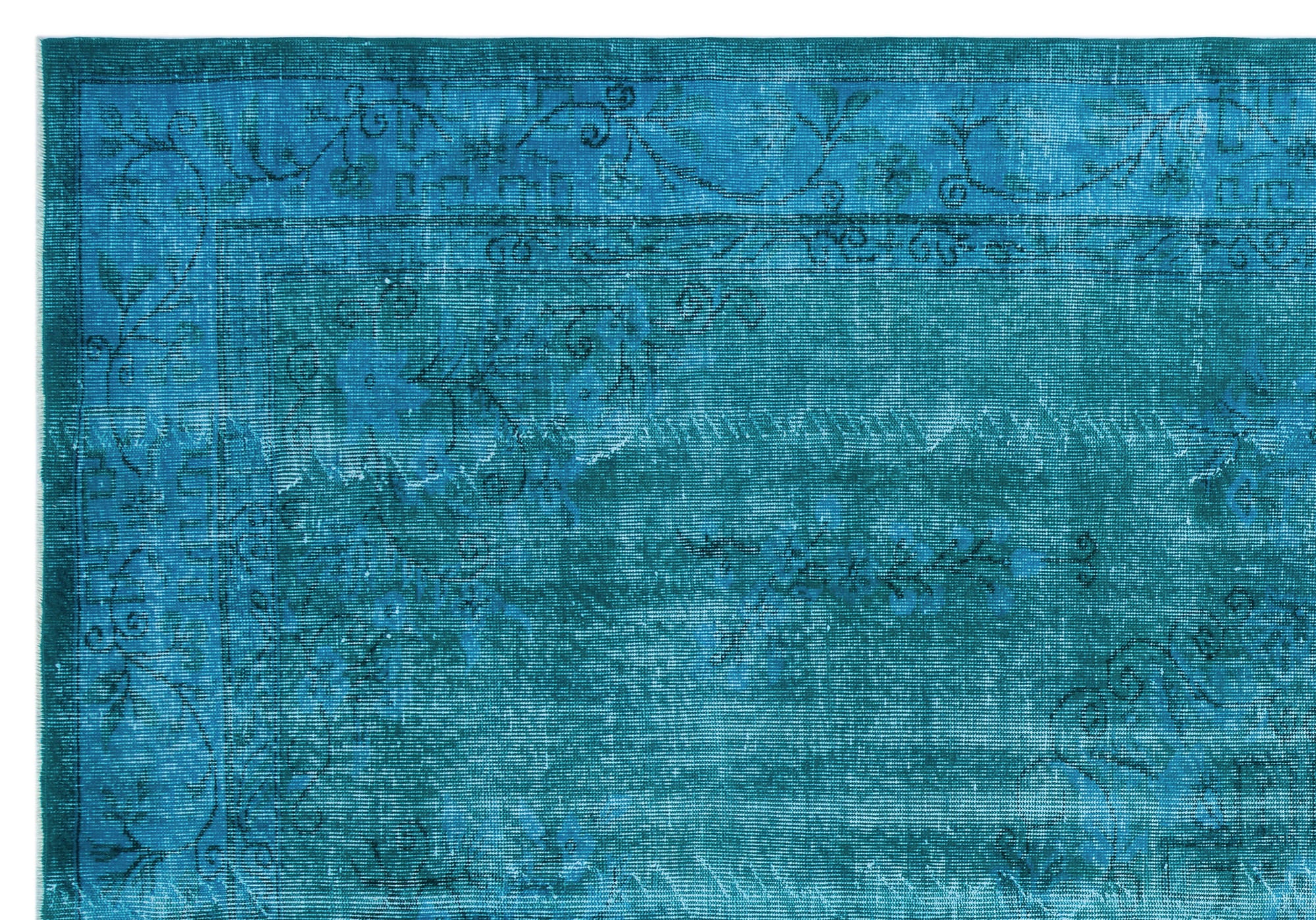 Turquoise Over Dyed Vintage Rug 6'10'' x 9'10'' ft 208 x 300 cm