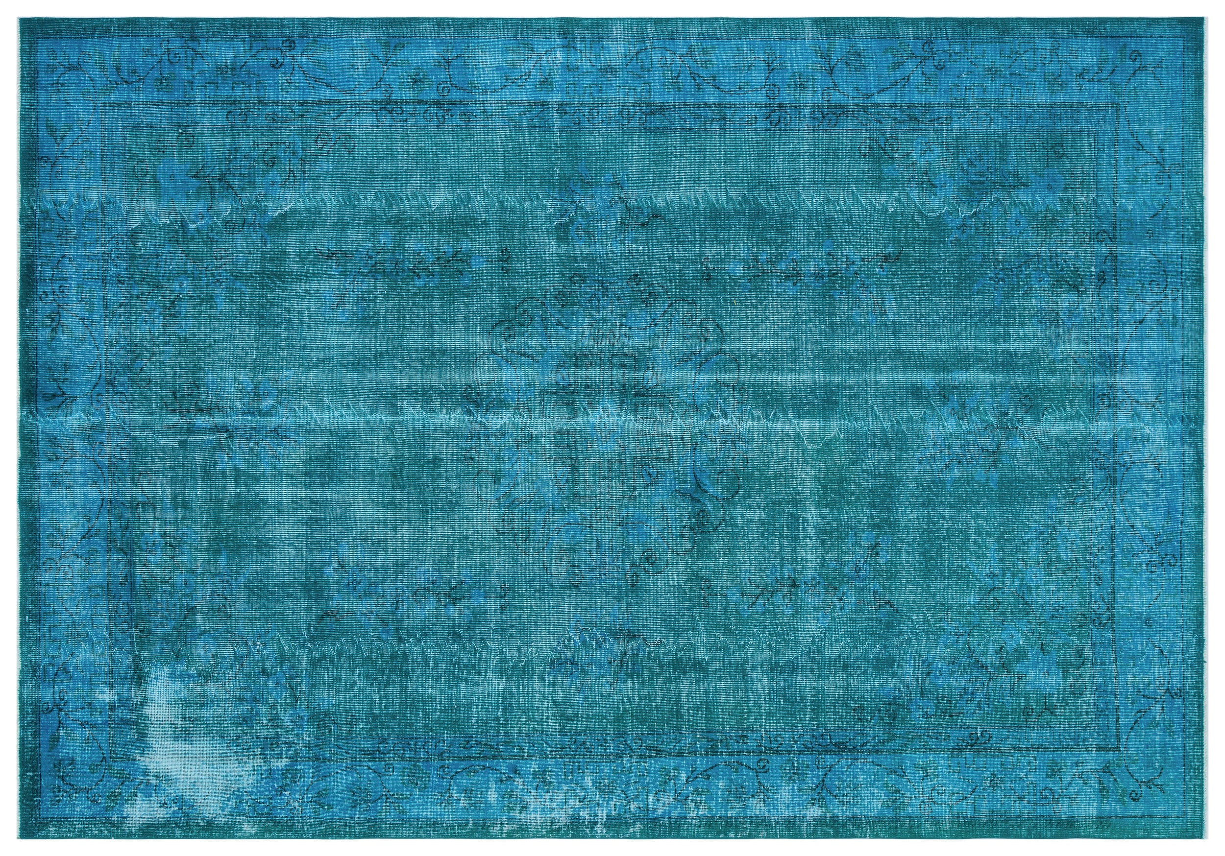 Turquoise Over Dyed Vintage Rug 6'10'' x 9'10'' ft 208 x 300 cm