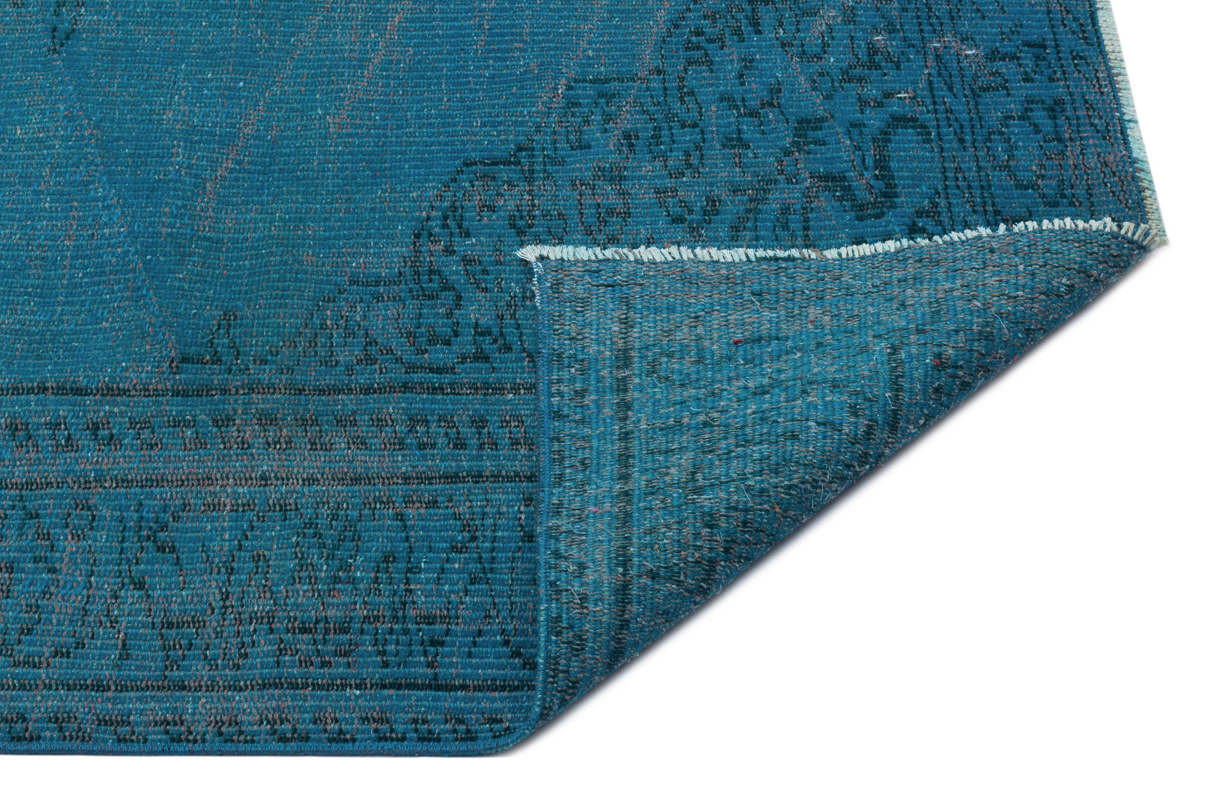 Turquoise Over Dyed Vintage Rug 5'8'' x 8'8'' ft 173 x 264 cm