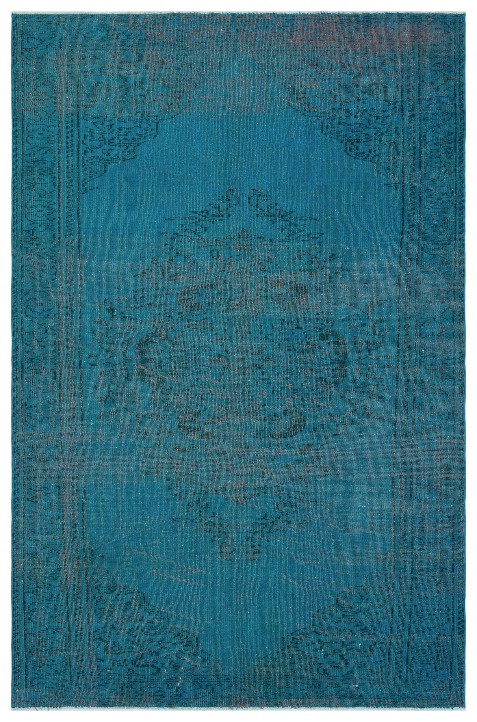 Turquoise Over Dyed Vintage Rug 5'8'' x 8'8'' ft 173 x 264 cm