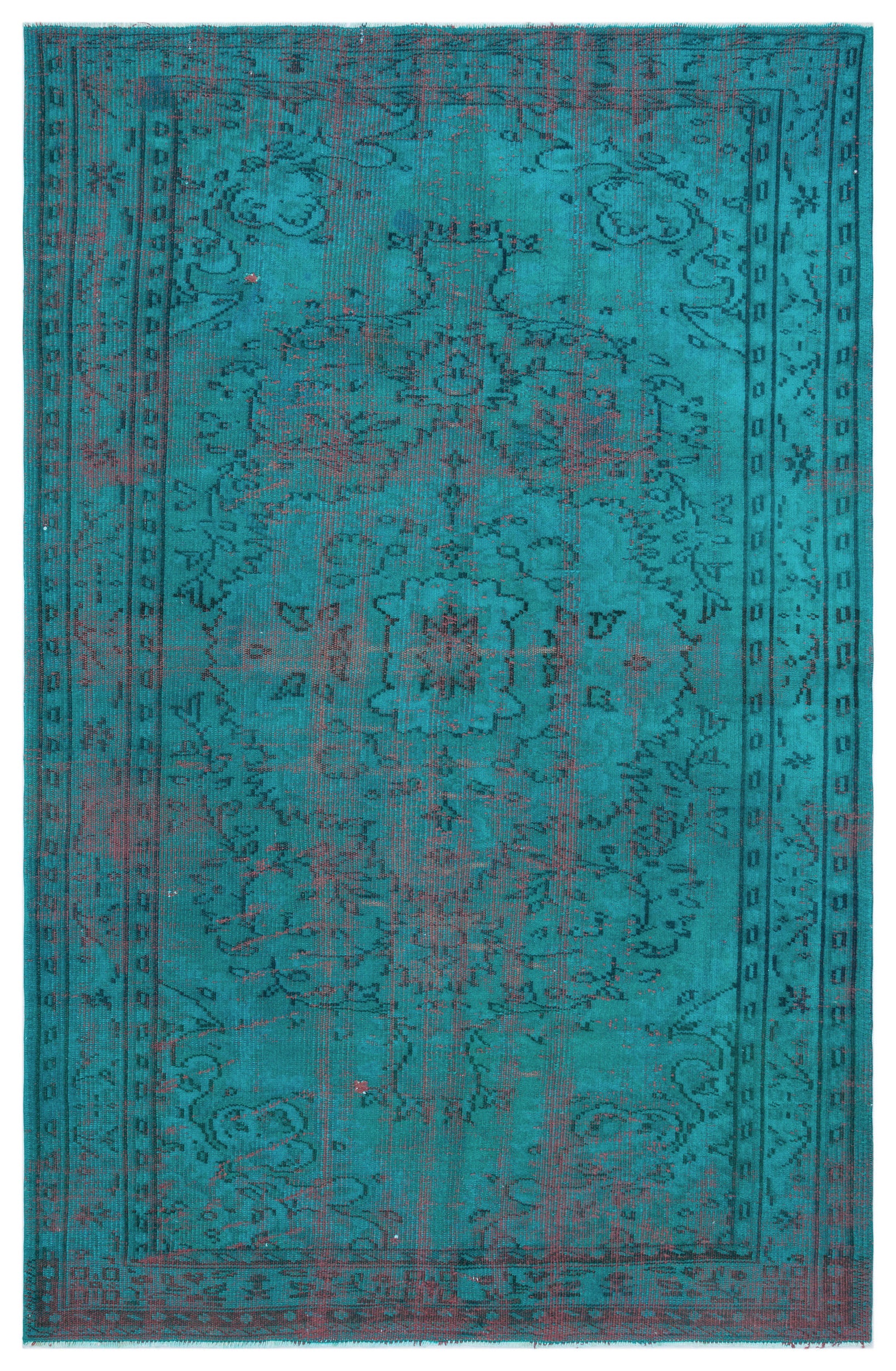 Turquoise Over Dyed Vintage Rug 4'11'' x 7'9'' ft 149 x 236 cm