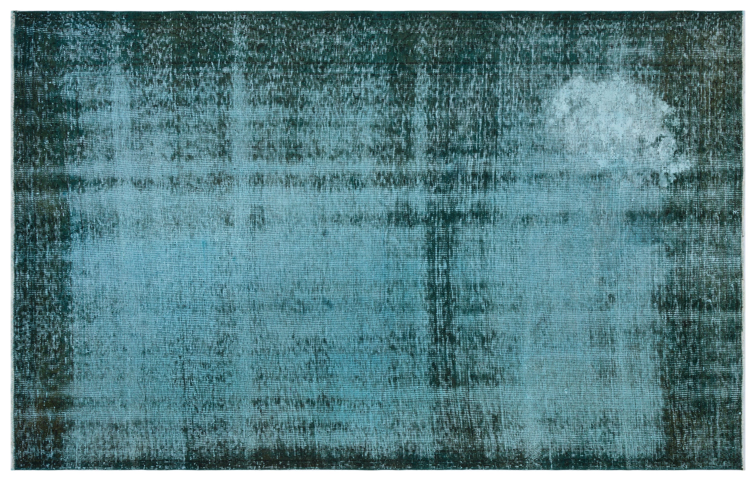 Turquoise Over Dyed Vintage Rug 5'7'' x 8'12'' ft 171 x 274 cm