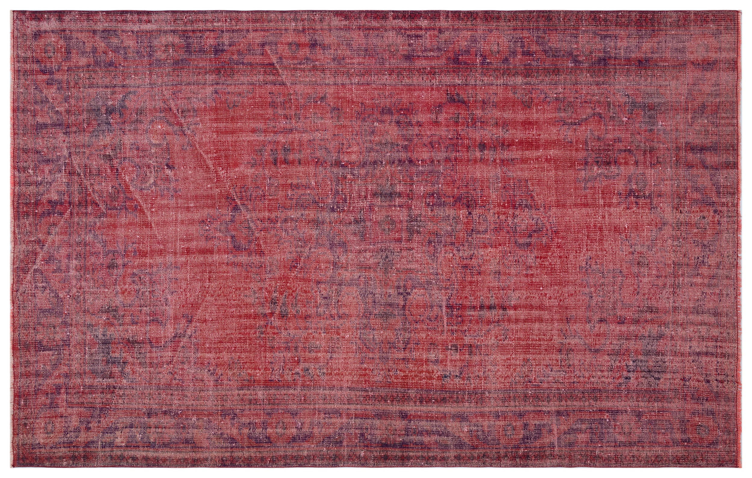 Red Over Dyed Vintage Rug 6'0'' x 9'6'' ft 183 x 290 cm