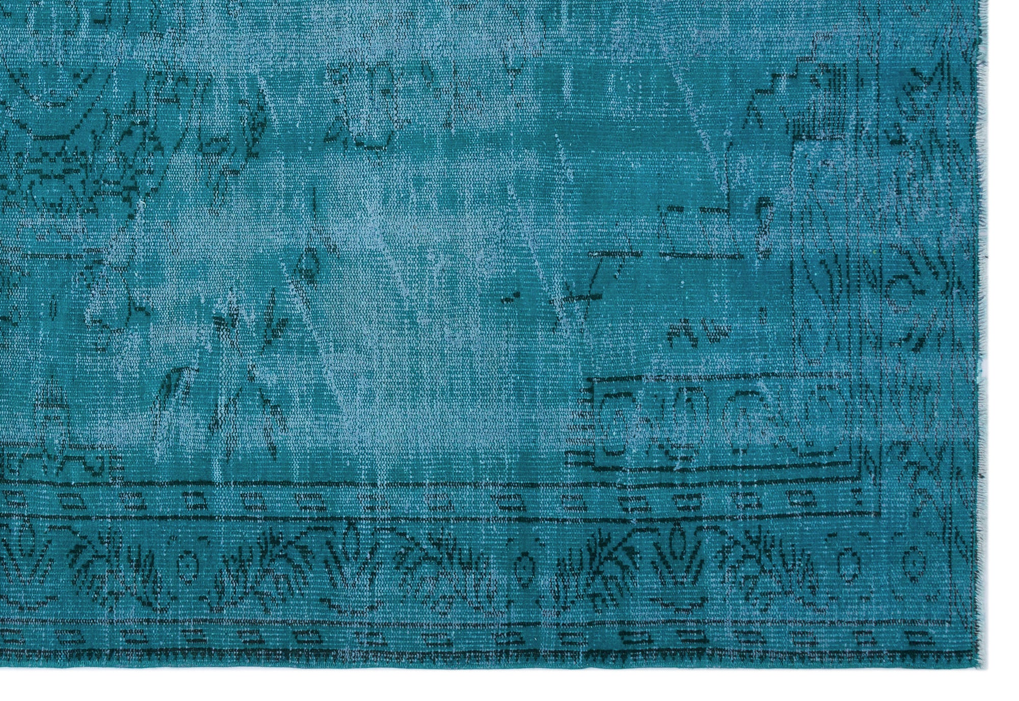 Turquoise Over Dyed Vintage Rug 6'5'' x 9'3'' ft 196 x 281 cm