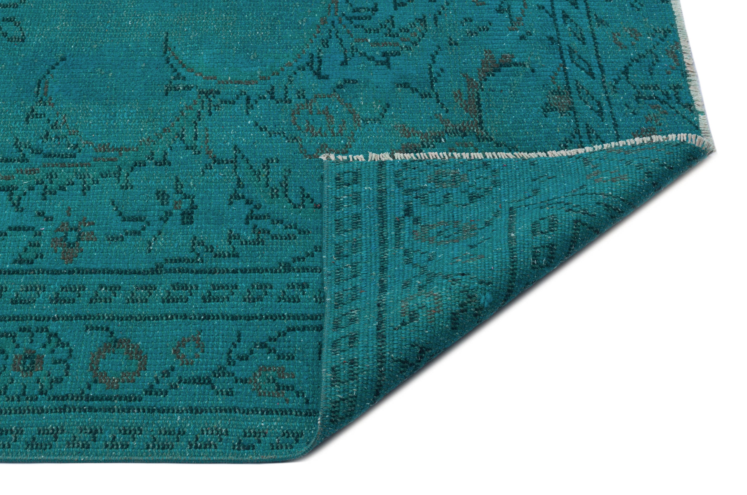 Turquoise Over Dyed Vintage Rug 5'5'' x 9'2'' ft 164 x 280 cm