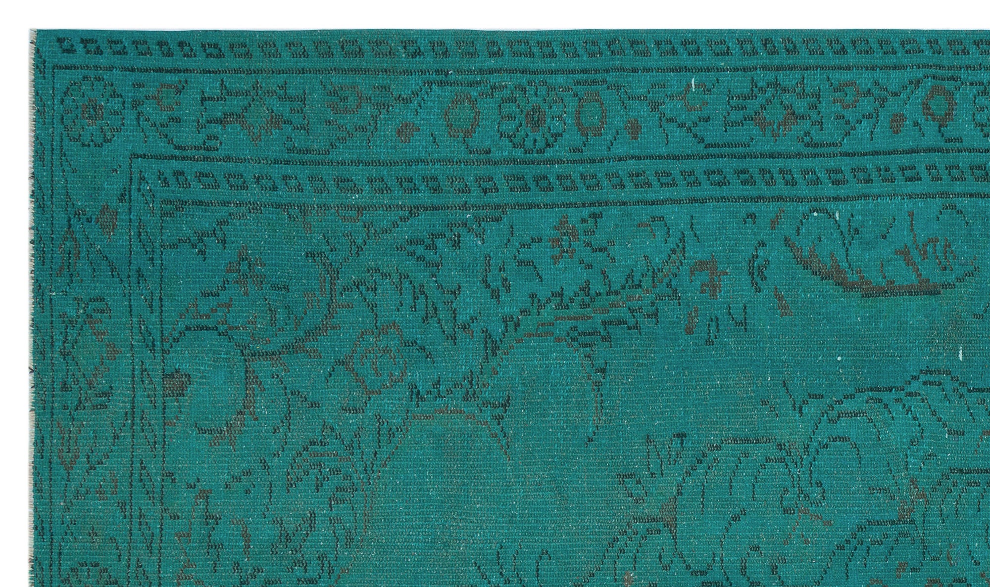 Turquoise Over Dyed Vintage Rug 5'5'' x 9'2'' ft 164 x 280 cm