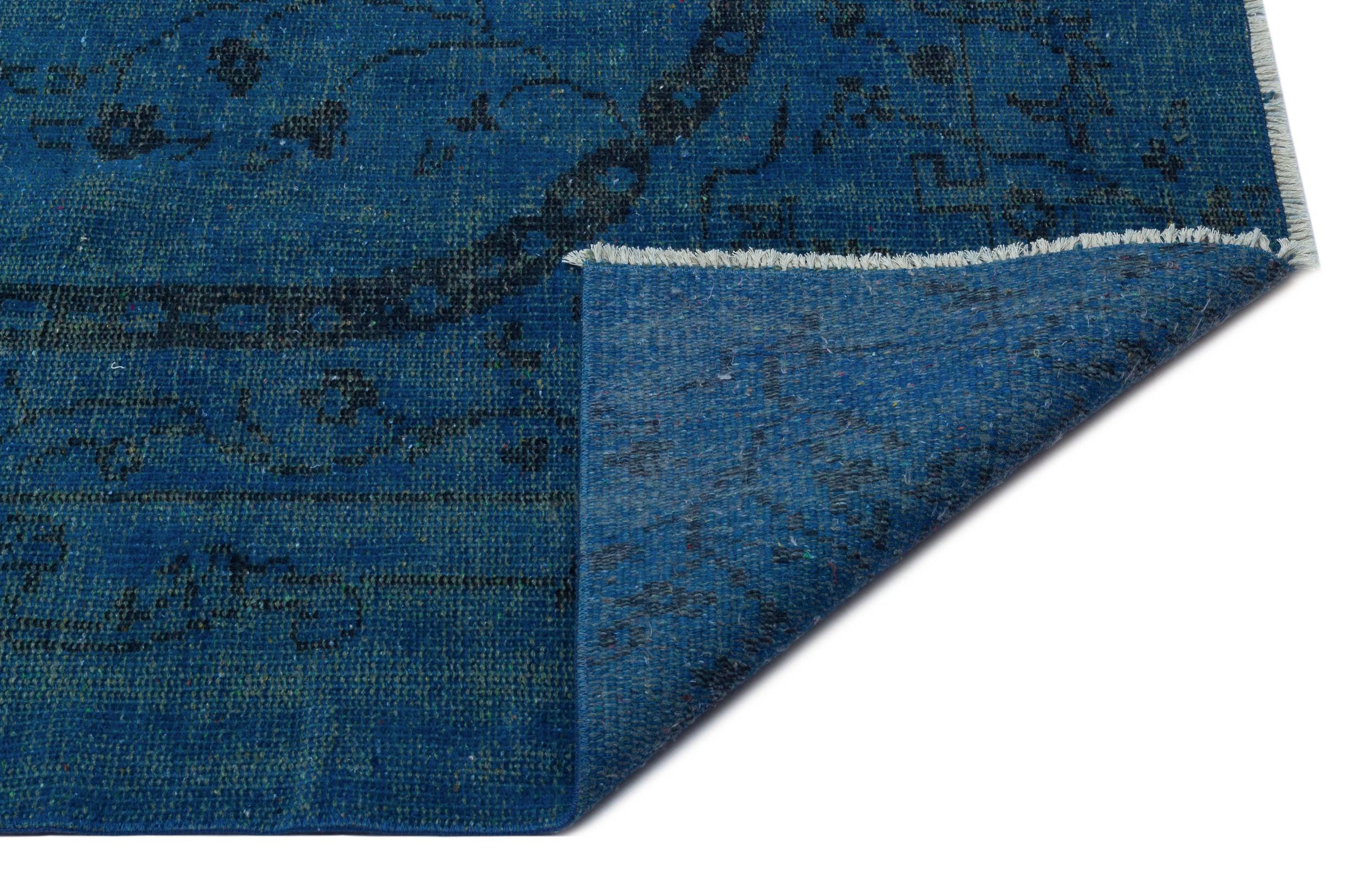 Turquoise Over Dyed Vintage Rug 5'8'' x 9'7'' ft 173 x 293 cm